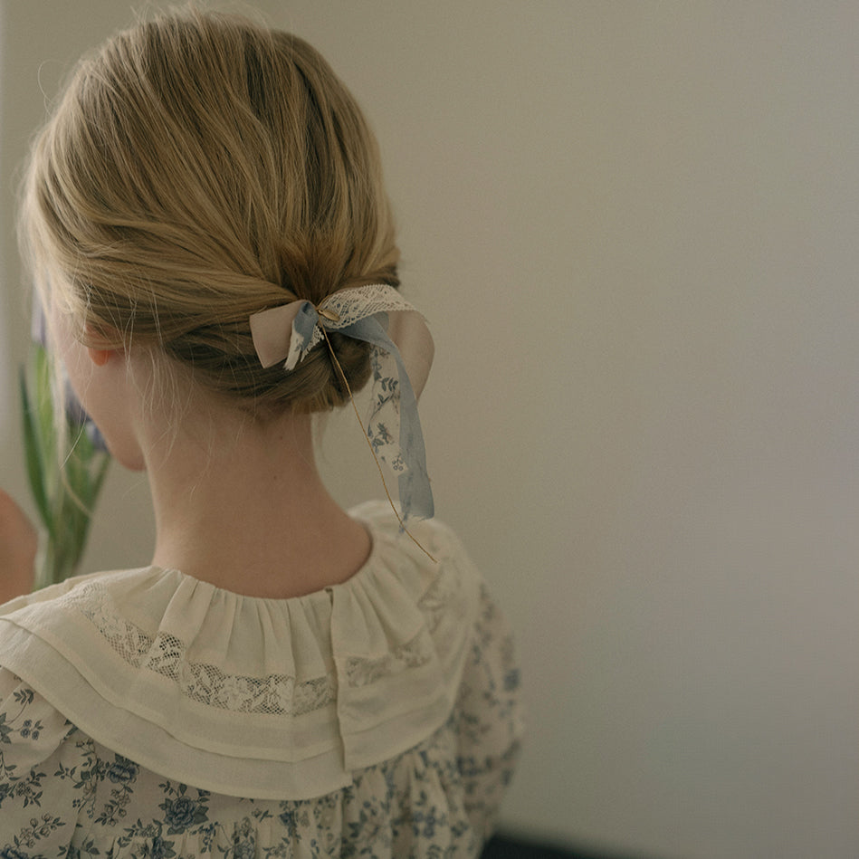Blue Floral "Marilly" Hairpin