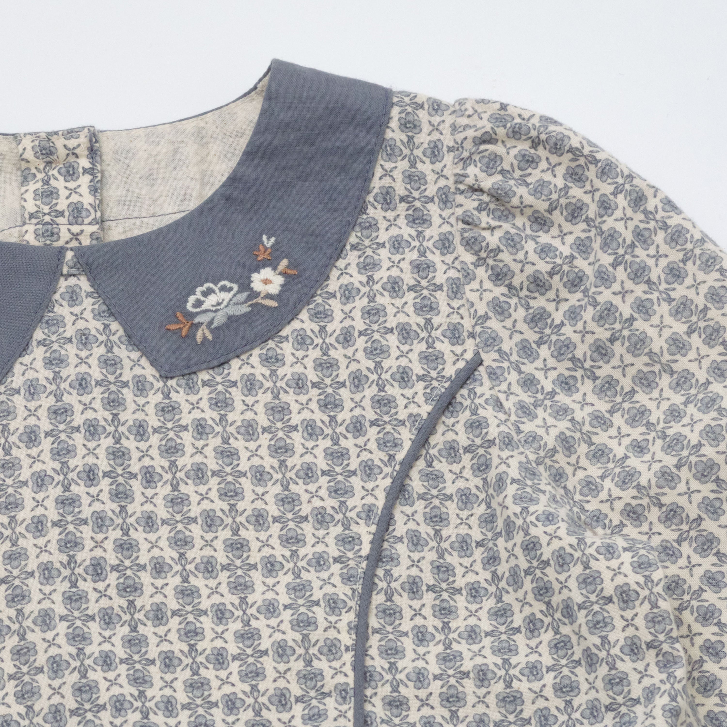 Girls Blue Floral Cotton Dress