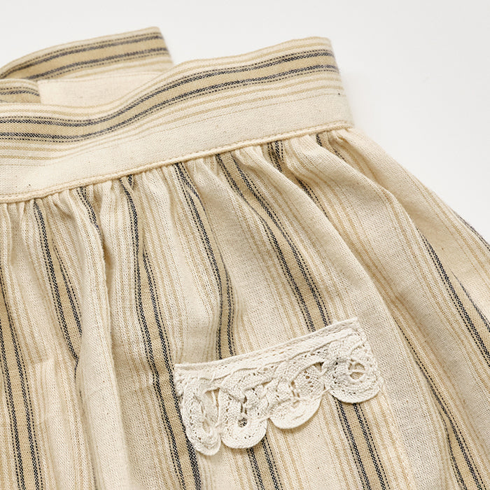 Tablier de cuisine en coton rayé beige pour filles