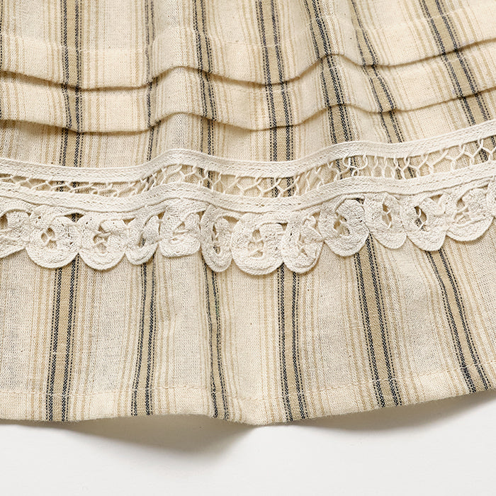 Tablier de cuisine en coton rayé beige pour filles
