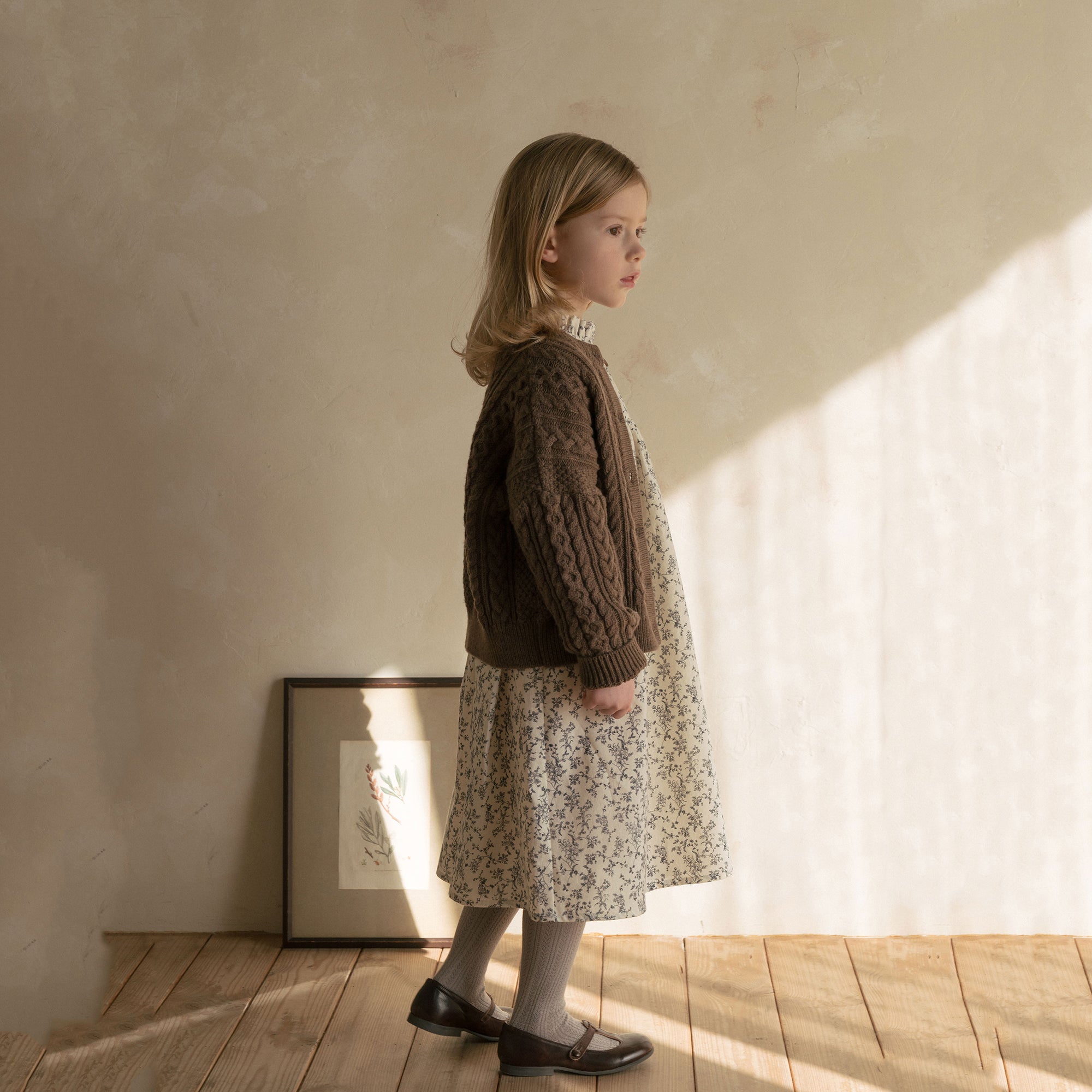 Girls Navy Floral Cotton Dress