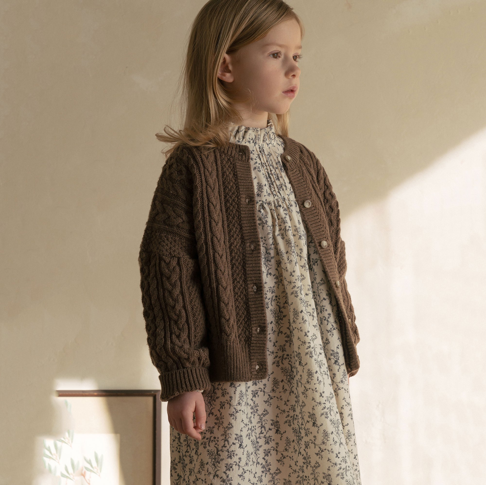 Girls Navy Floral Cotton Dress