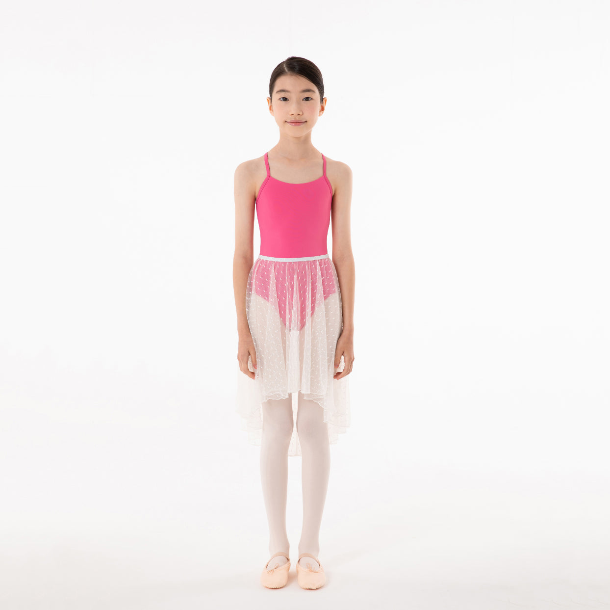 Girls White Dots Ballet Skirt
