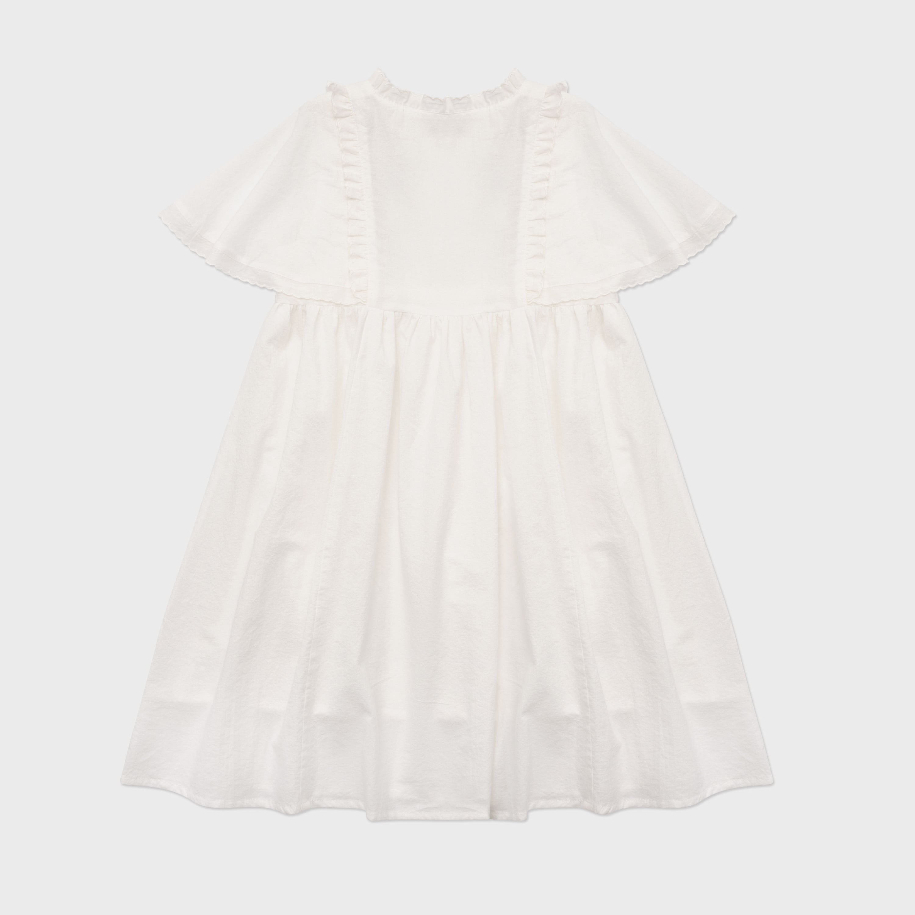 Girls White Embroidered Cotton Dress
