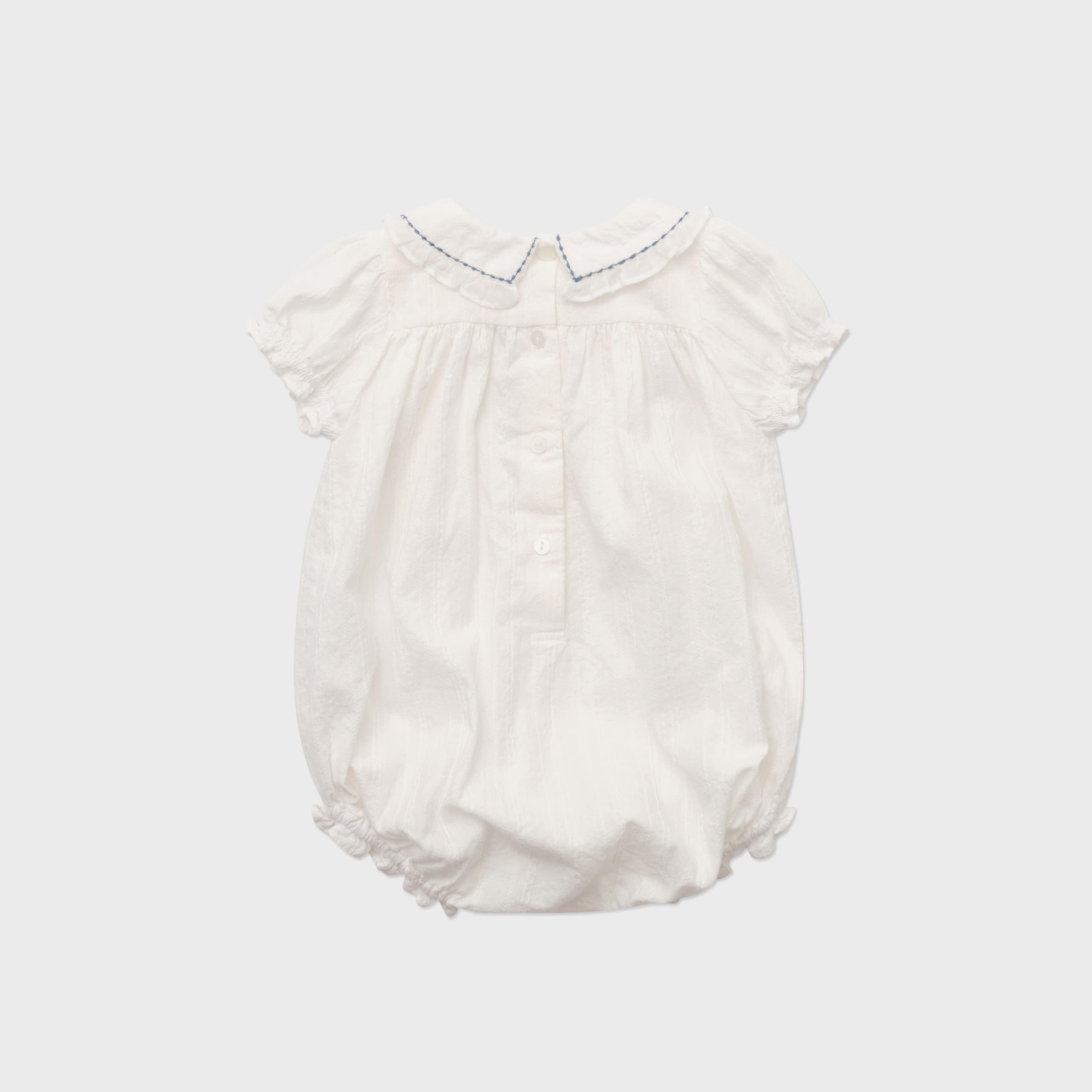 Baby Girls White Cotton Babysuit