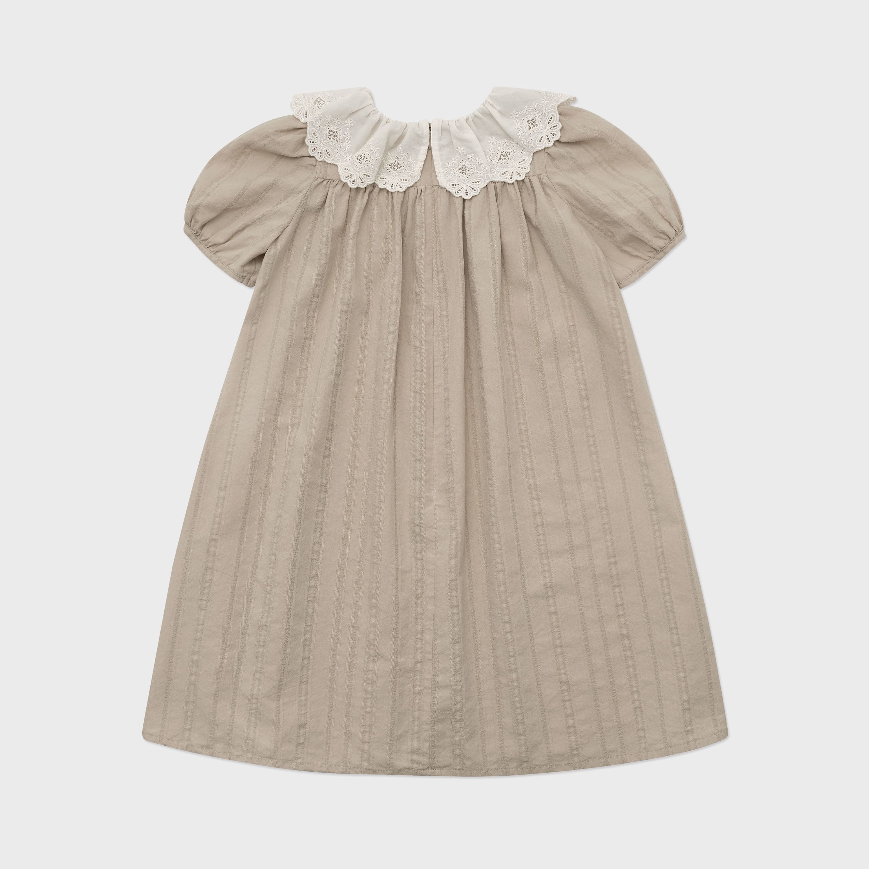 Girls Khaki Ruffled Cotton Dress