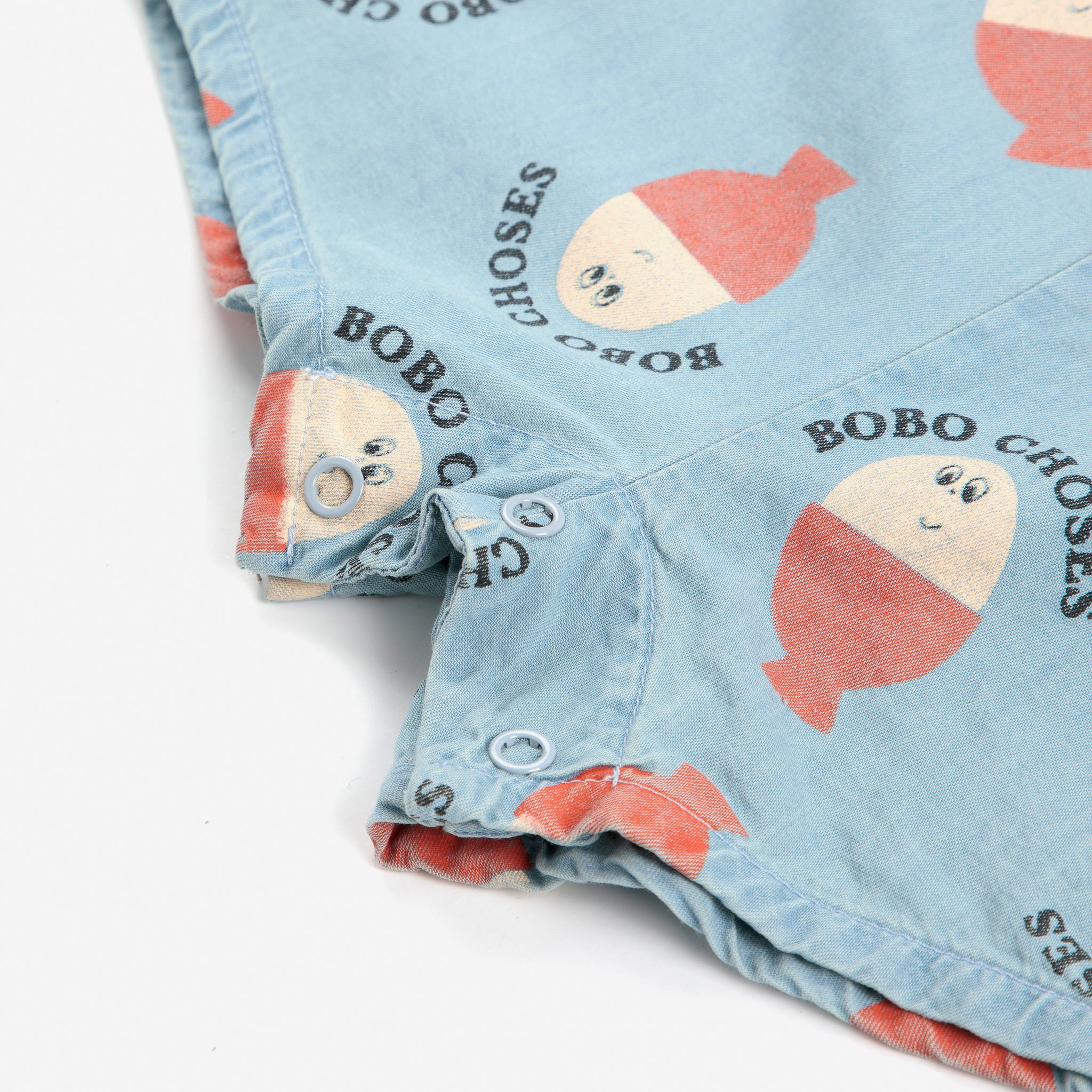 Baby Boys & Girls Light Blue Printed Logo Denim Jumpsuit