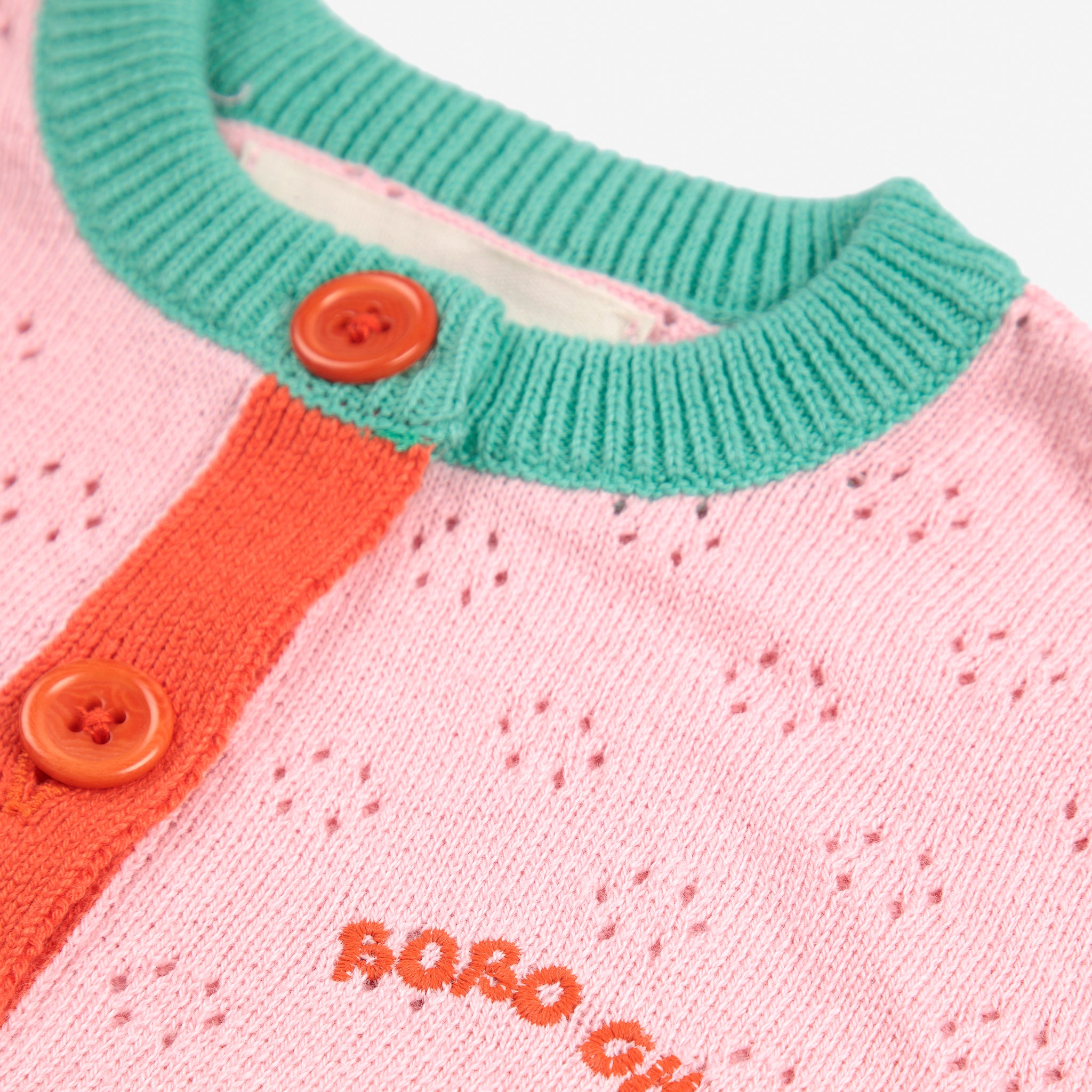 Baby Girls Light Pink Logo Embroidered Cotton Cardigan