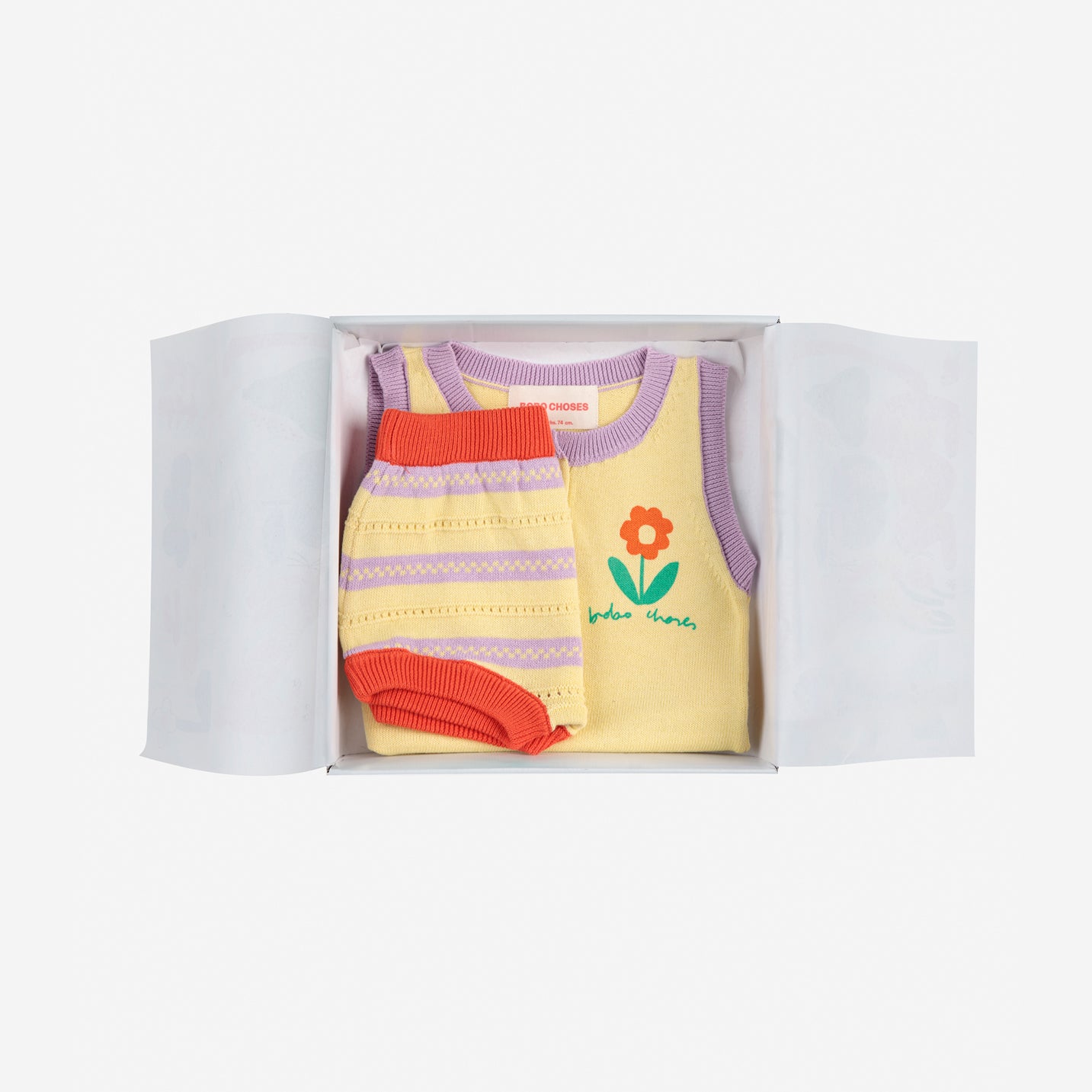 Baby Girls Beige Flower Knitted Cotton Set(2 Pack)