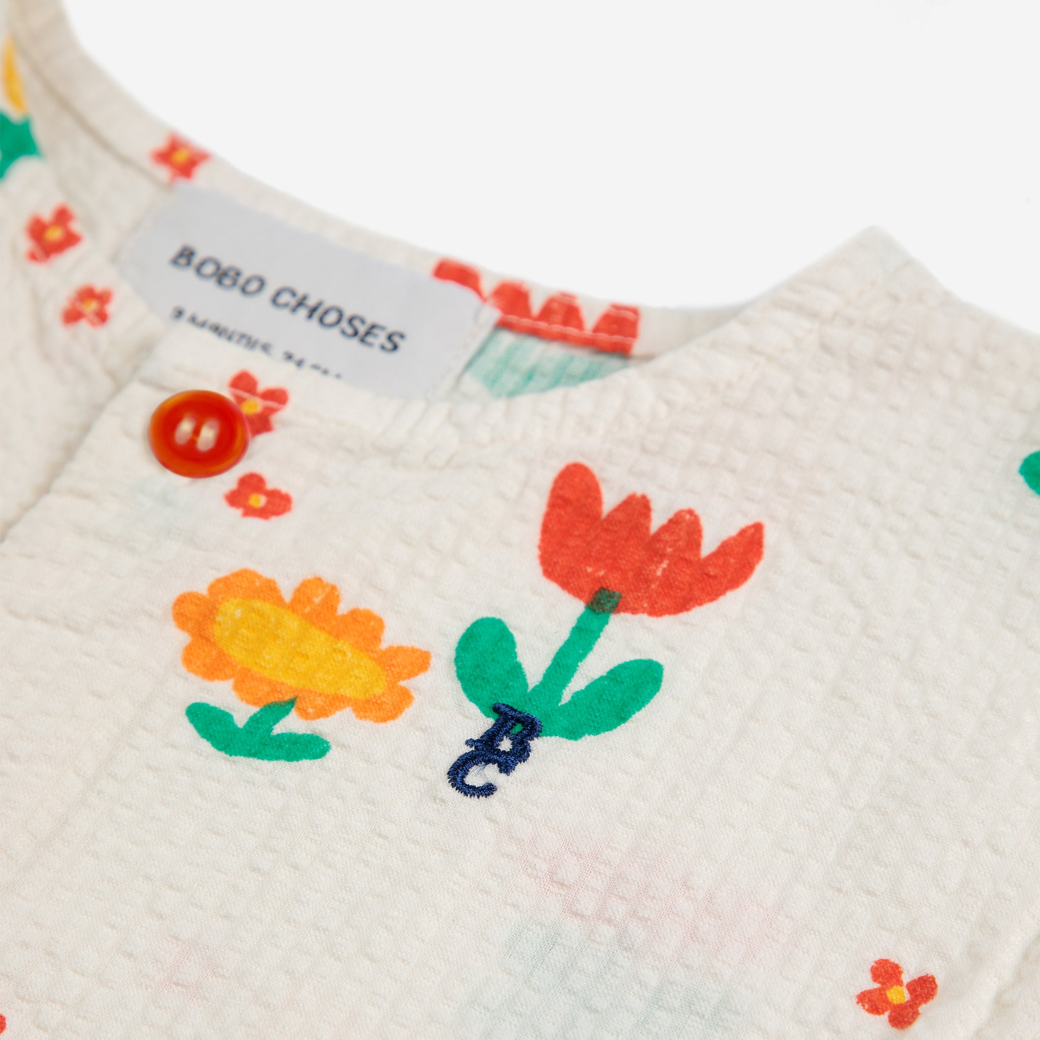 Baby Girls Offwhite Printed Flower Cotton Jumpsuit