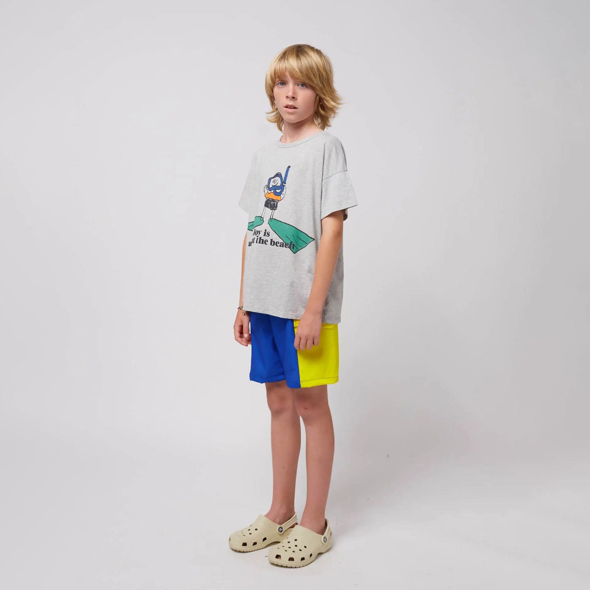 Boys & Girls Grey Printed Cotton T-Shirt