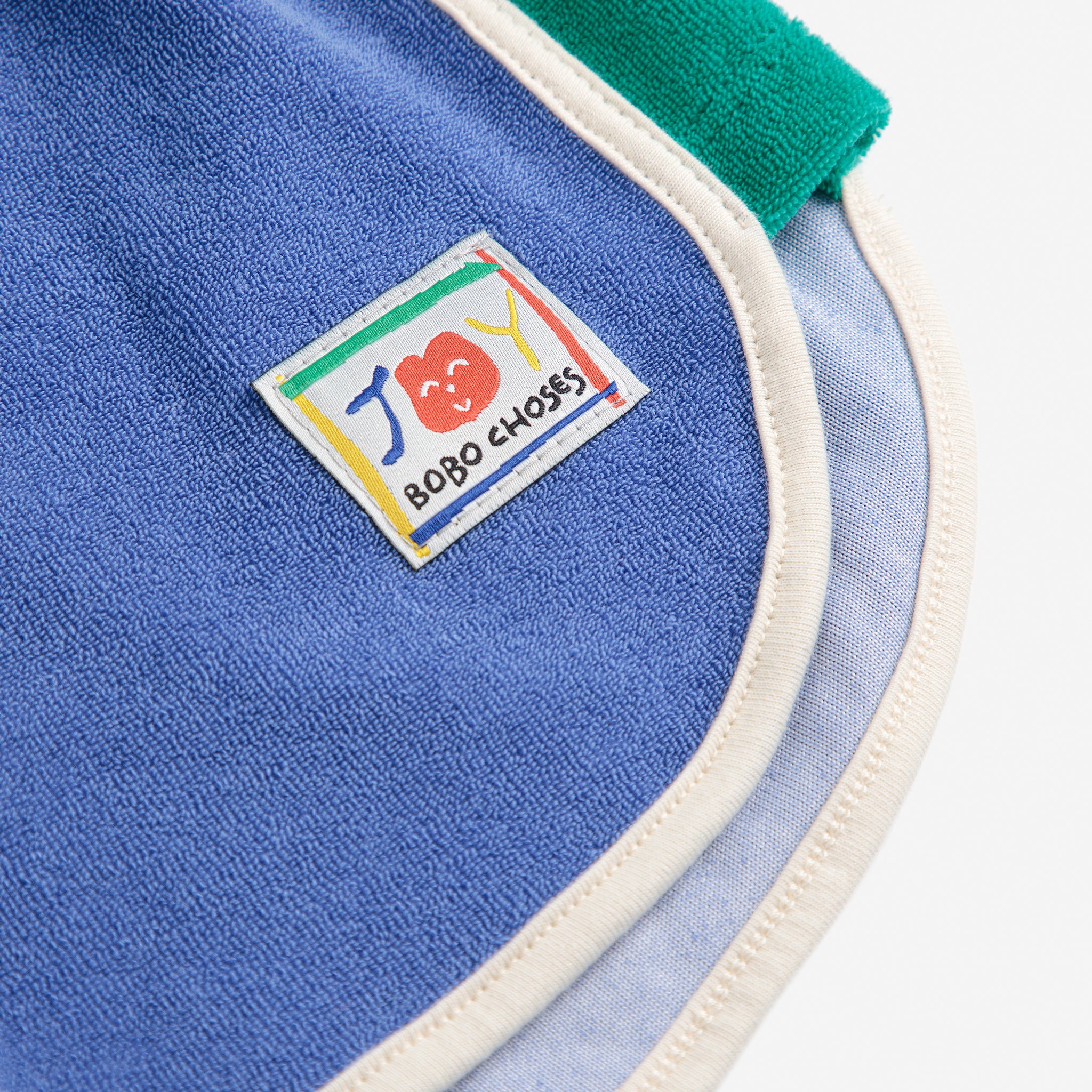 Girls Blue Embroidery Smiling Cotton Shorts