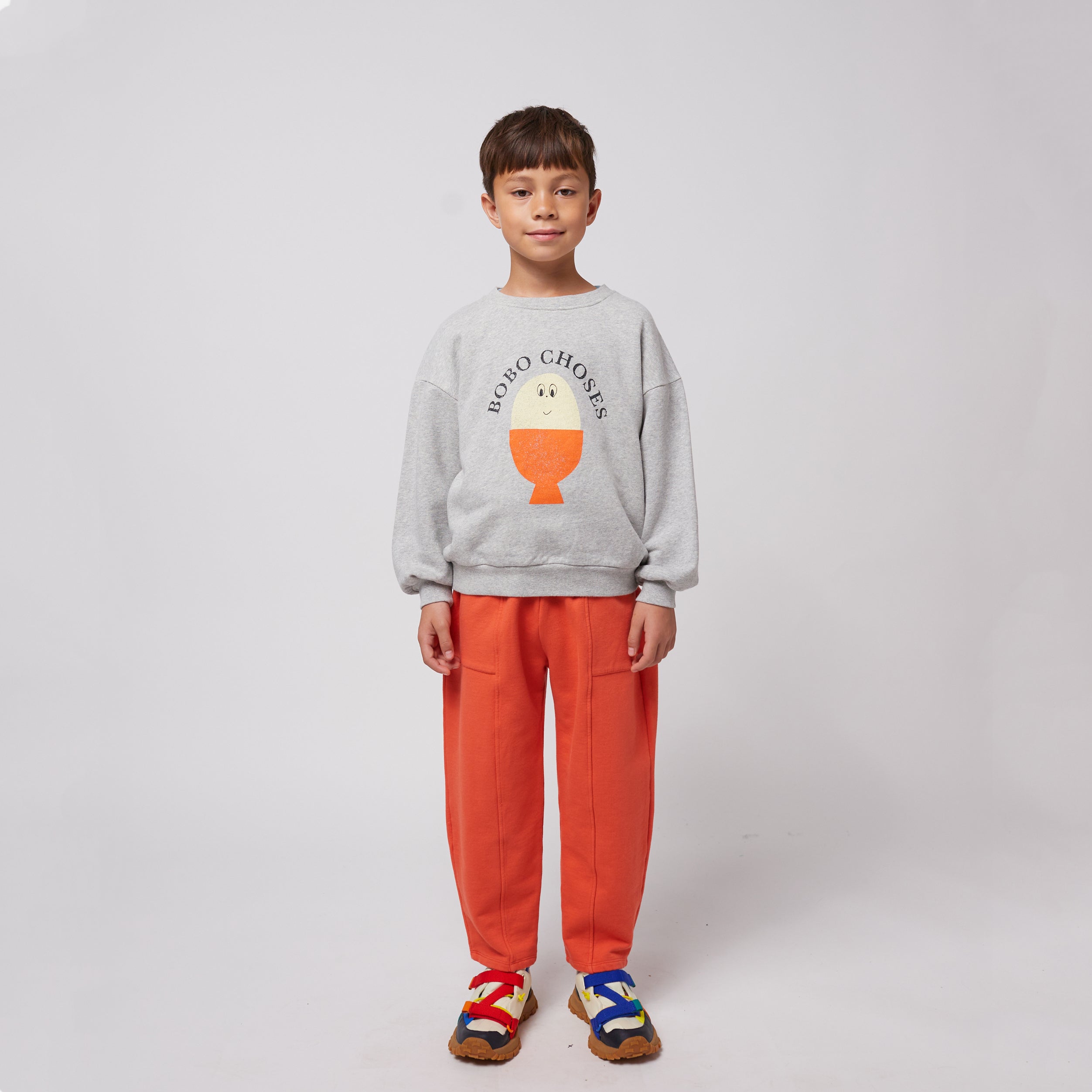 Boys Red Smiling Cotton Trousers