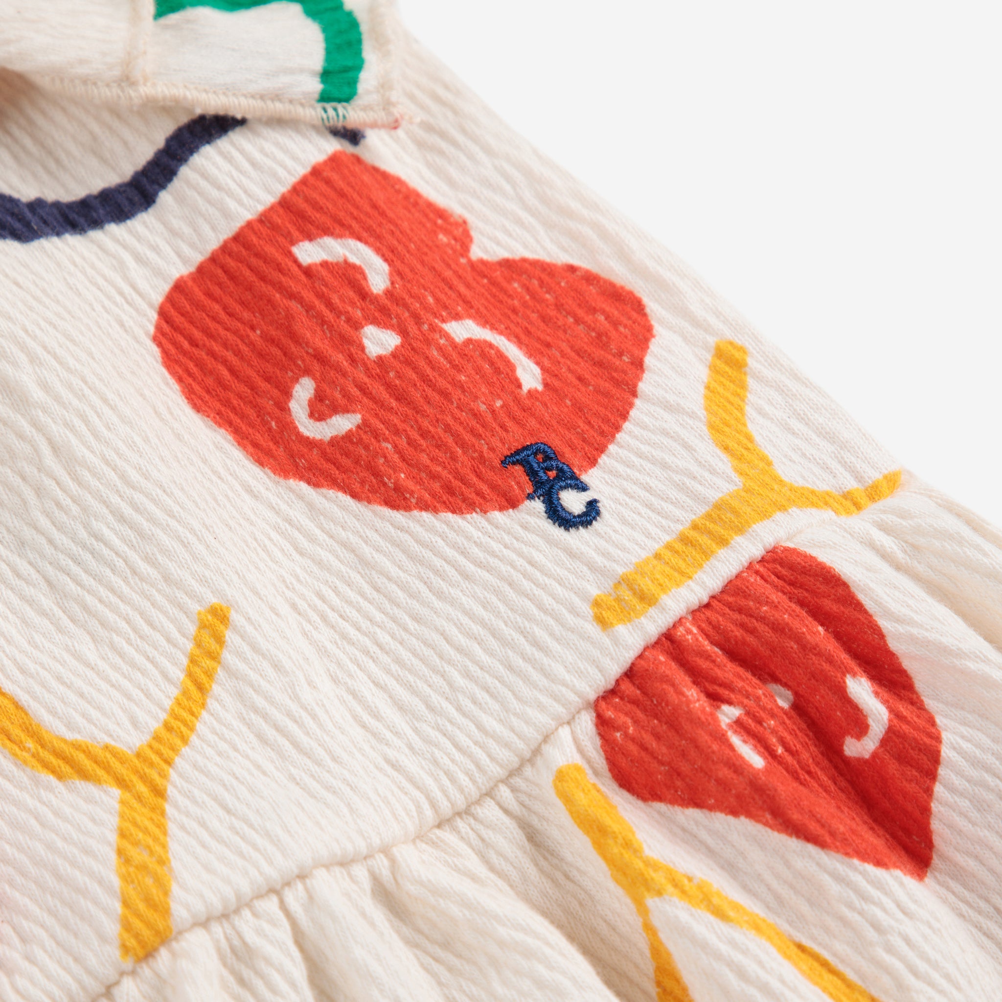 Girls Beige Printed Logo Cotton Dress