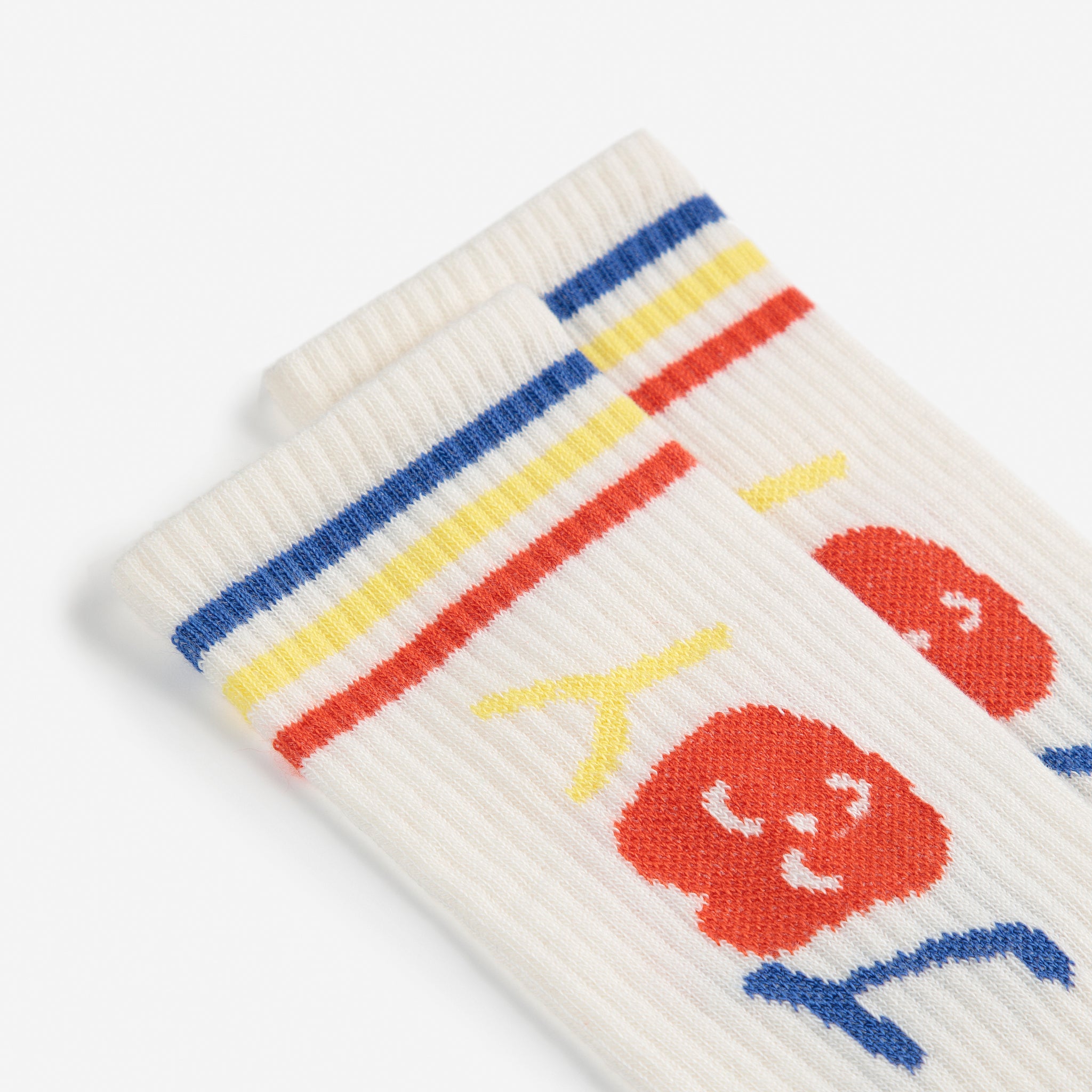 Boys & Girls Offwhite Printed Logo Cotton Socks