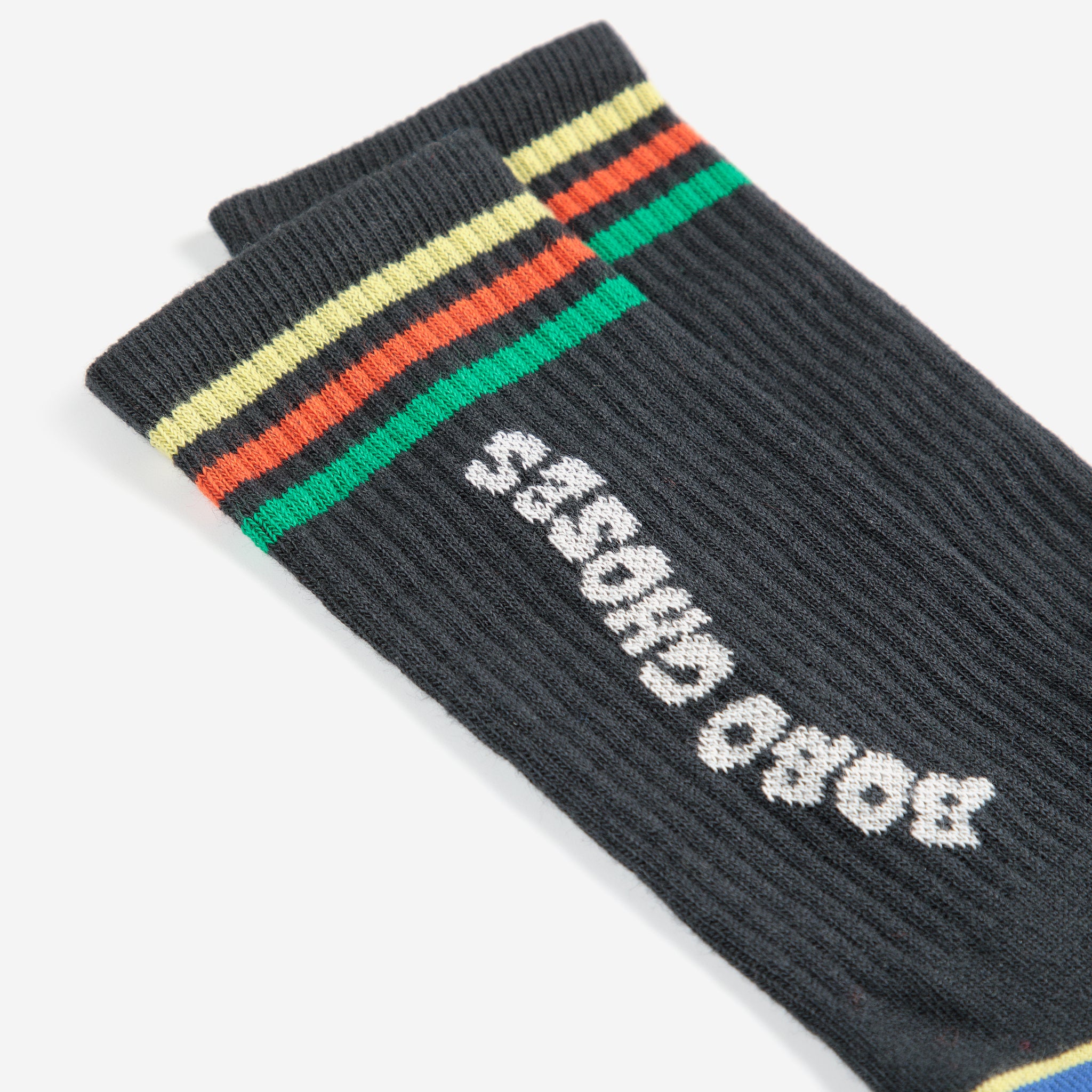 Boys Black Embroidery Logo Cotton Socks