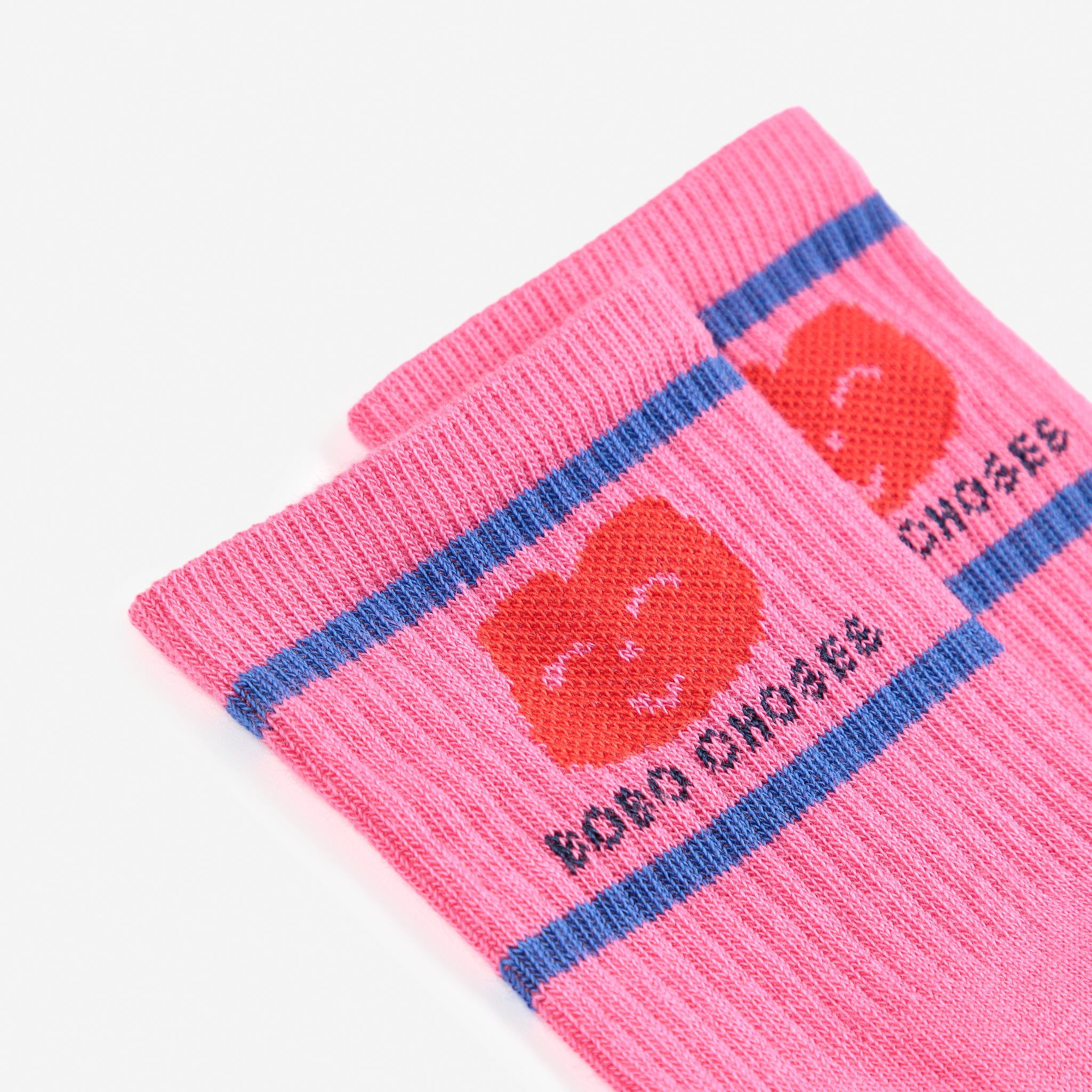 Girls Pink Printed Logo Cotton Socks