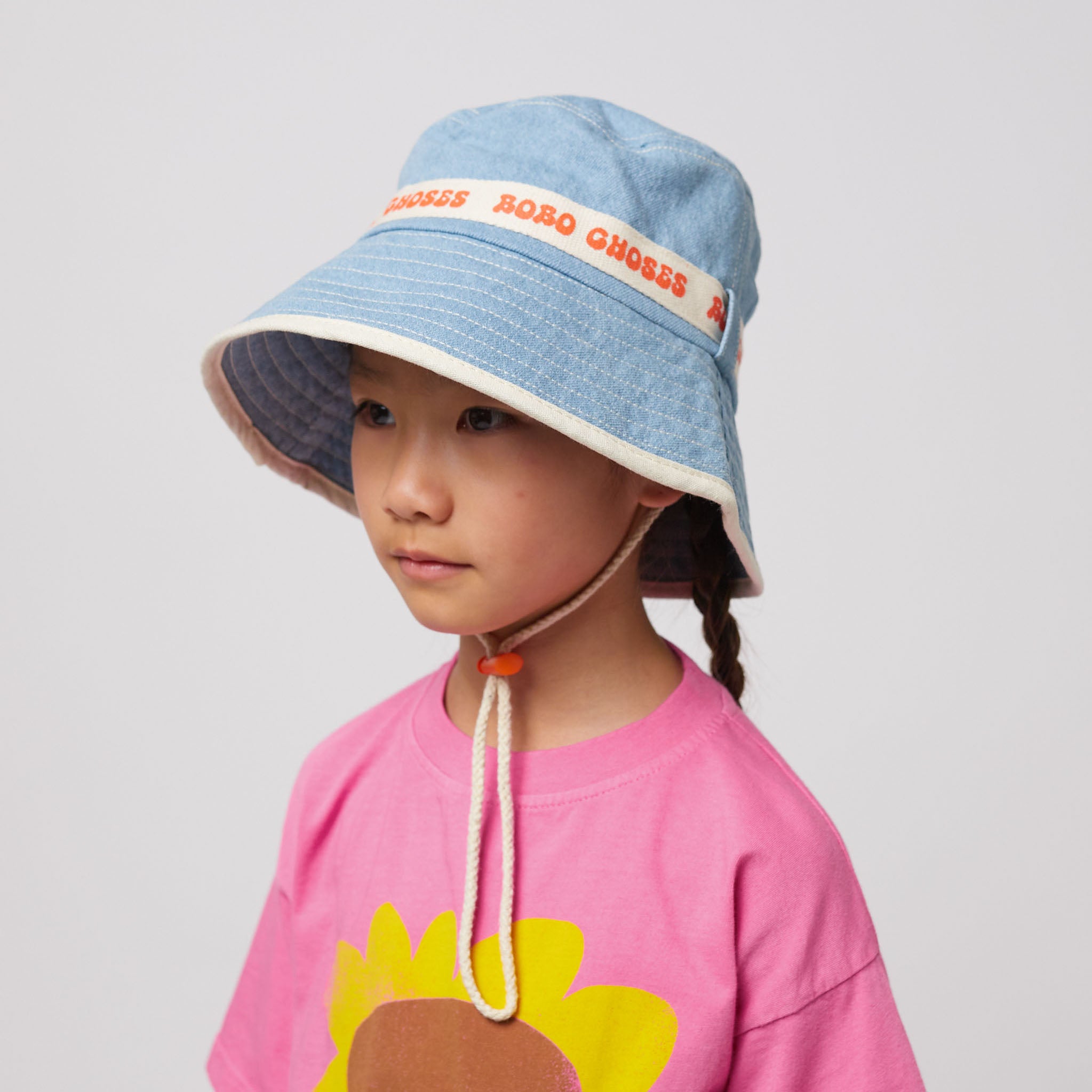 Girls Blue Printed Logo Denim Hat