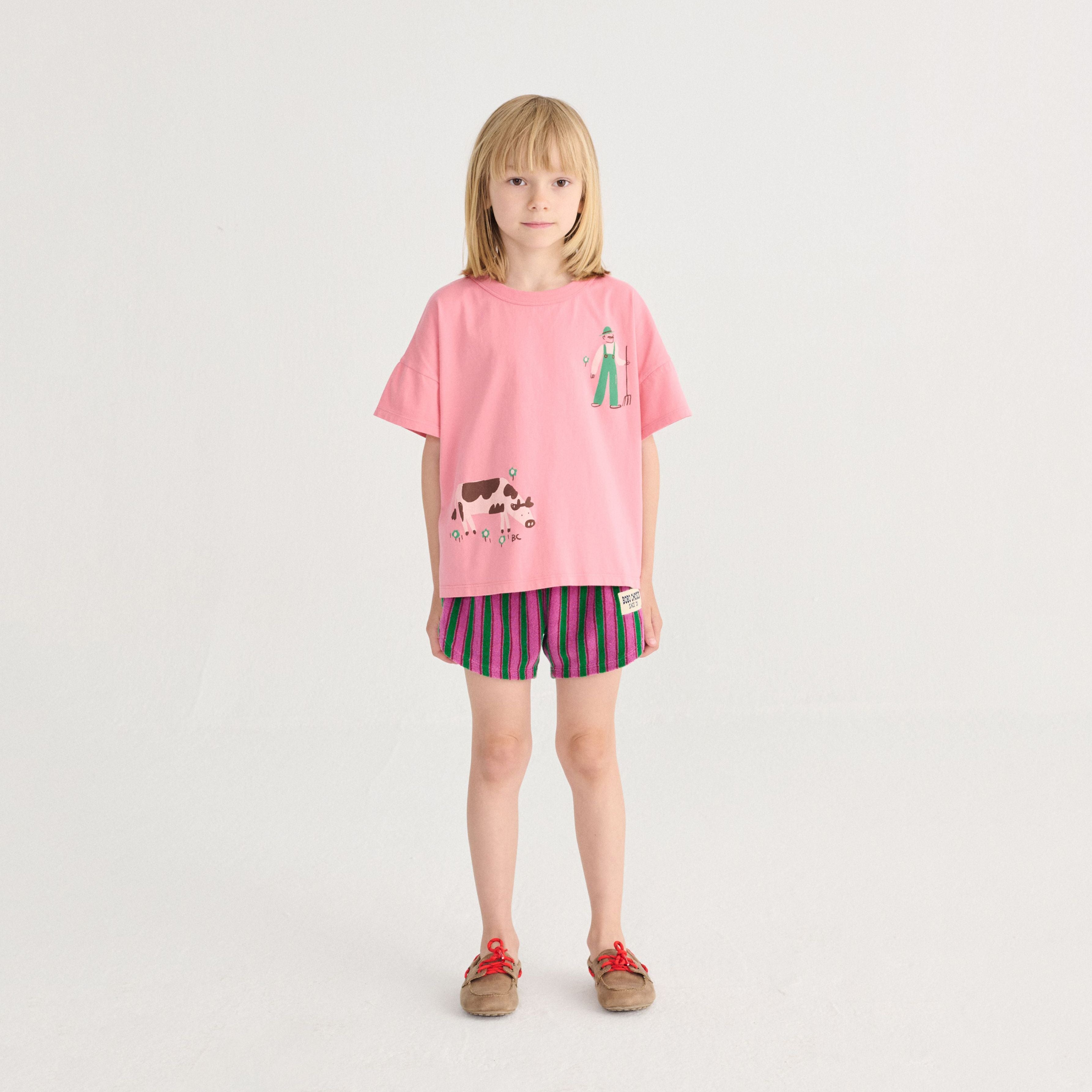 Boys & Girls Purple Stripes Cotton Shorts