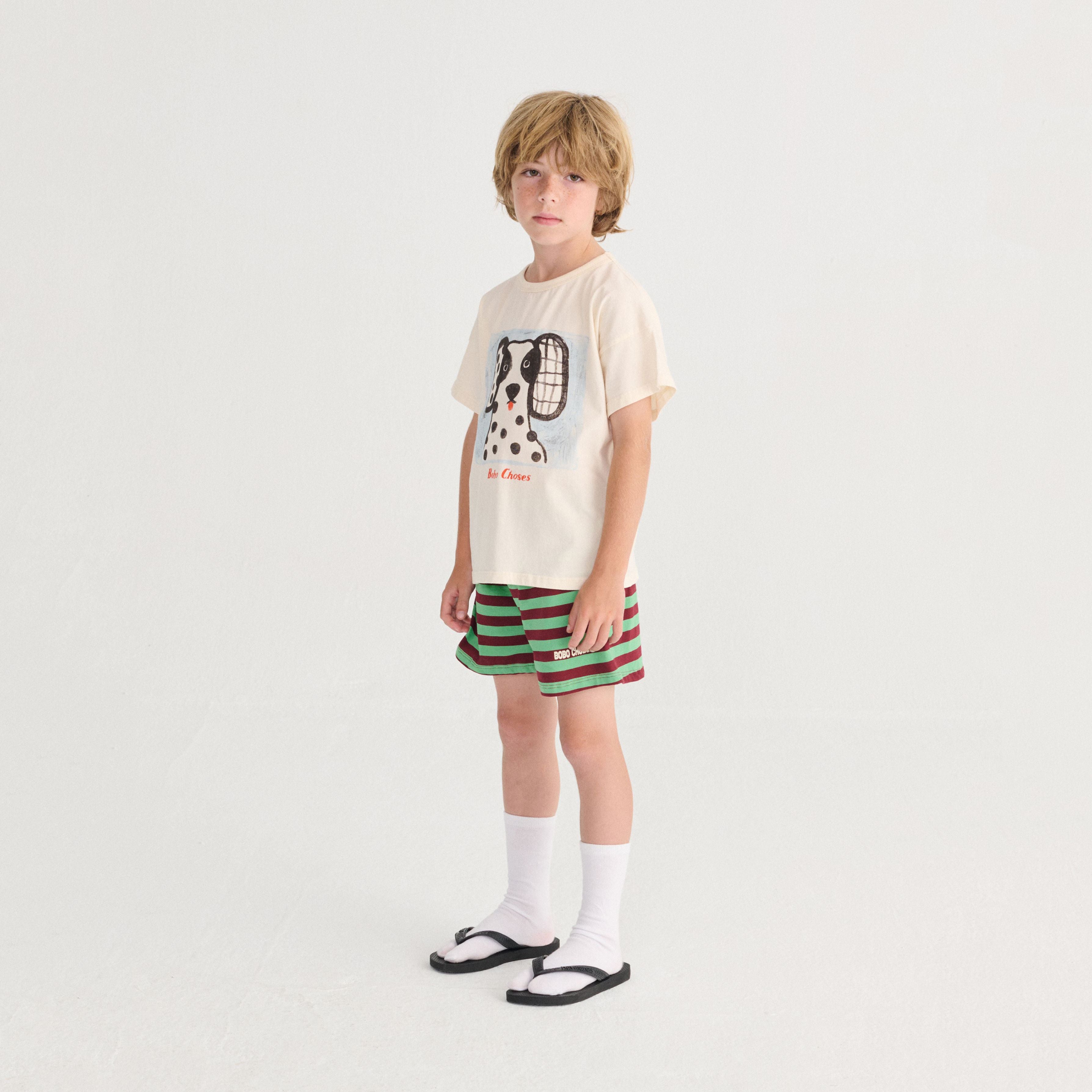 Boys & Girls Green Stripes Cotton Shorts