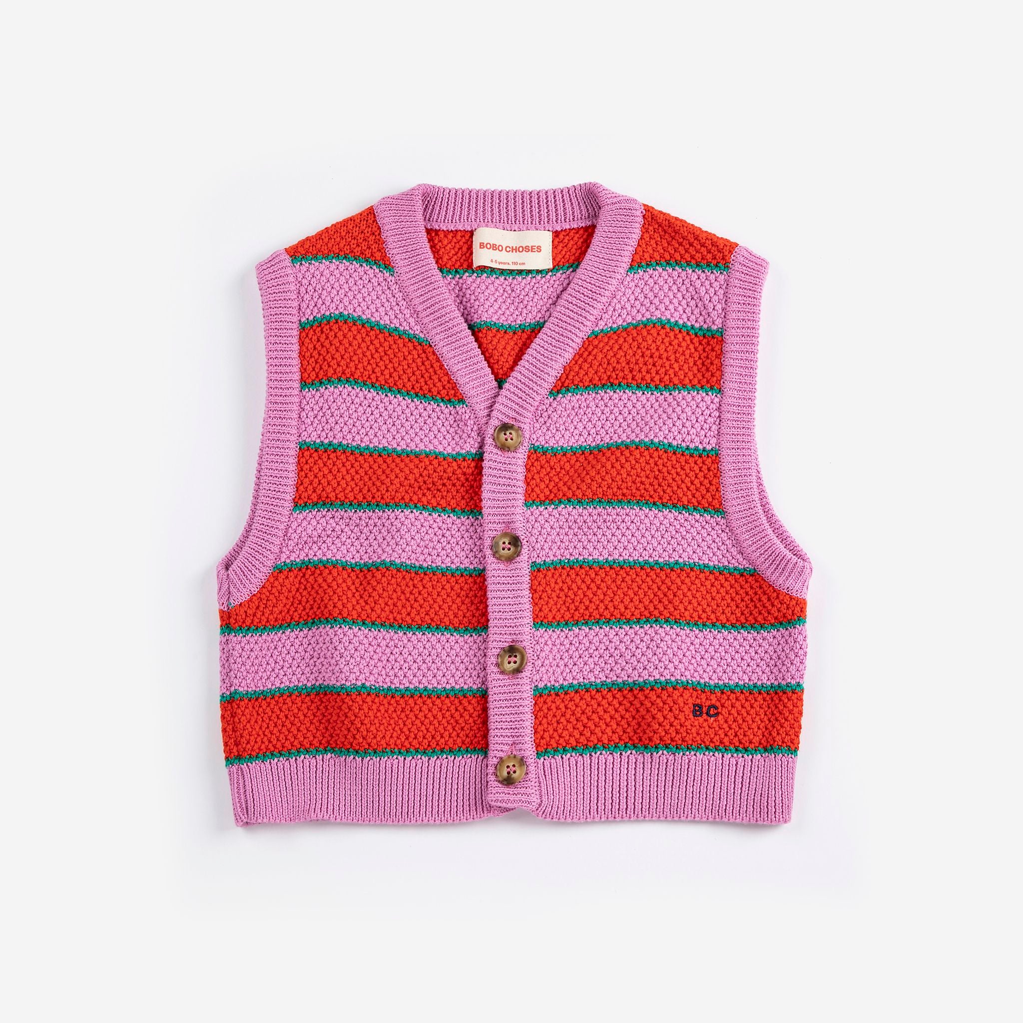 Girls Mauve Stripes Cotton Knit Vest