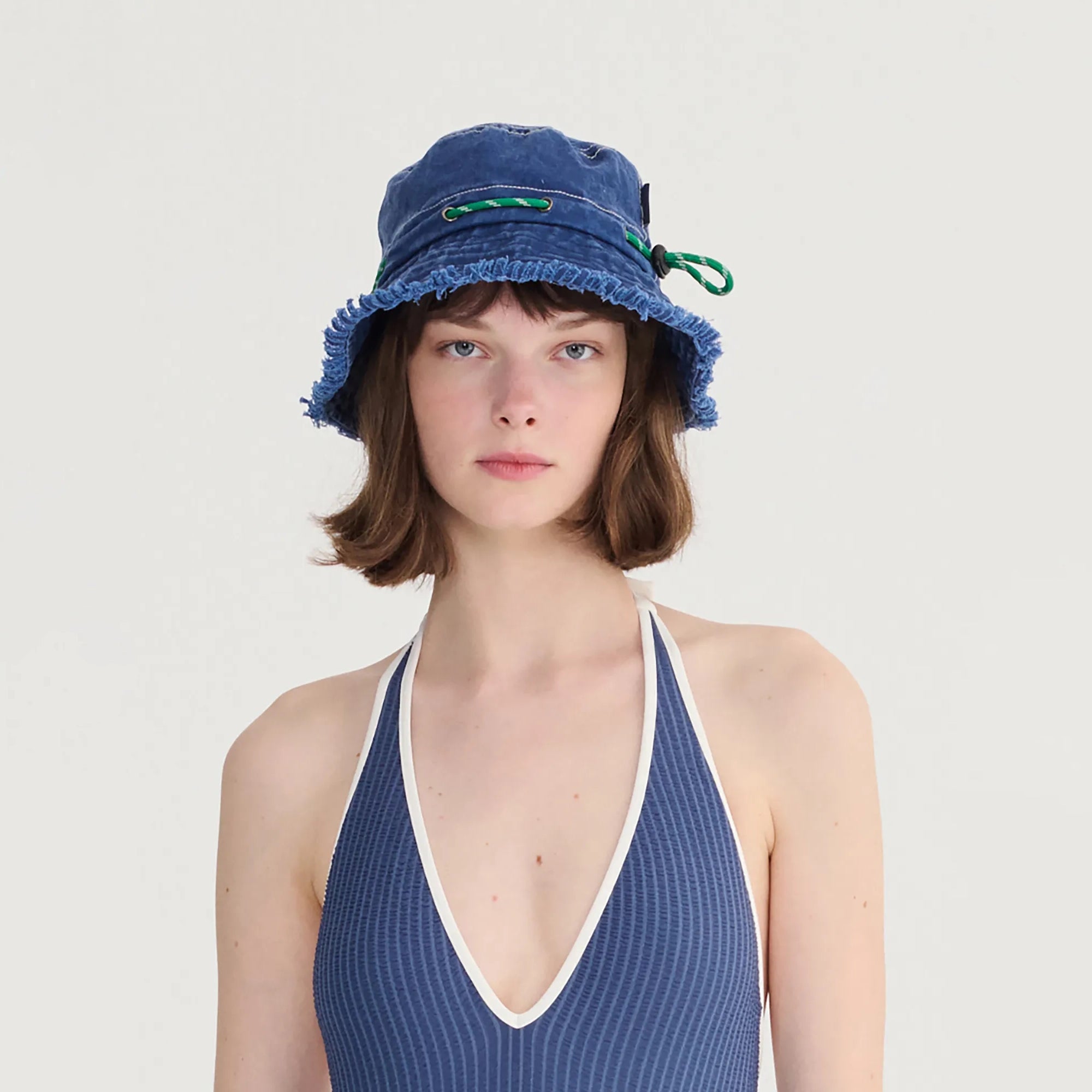Women Dark Blue Denim Bucket Hat