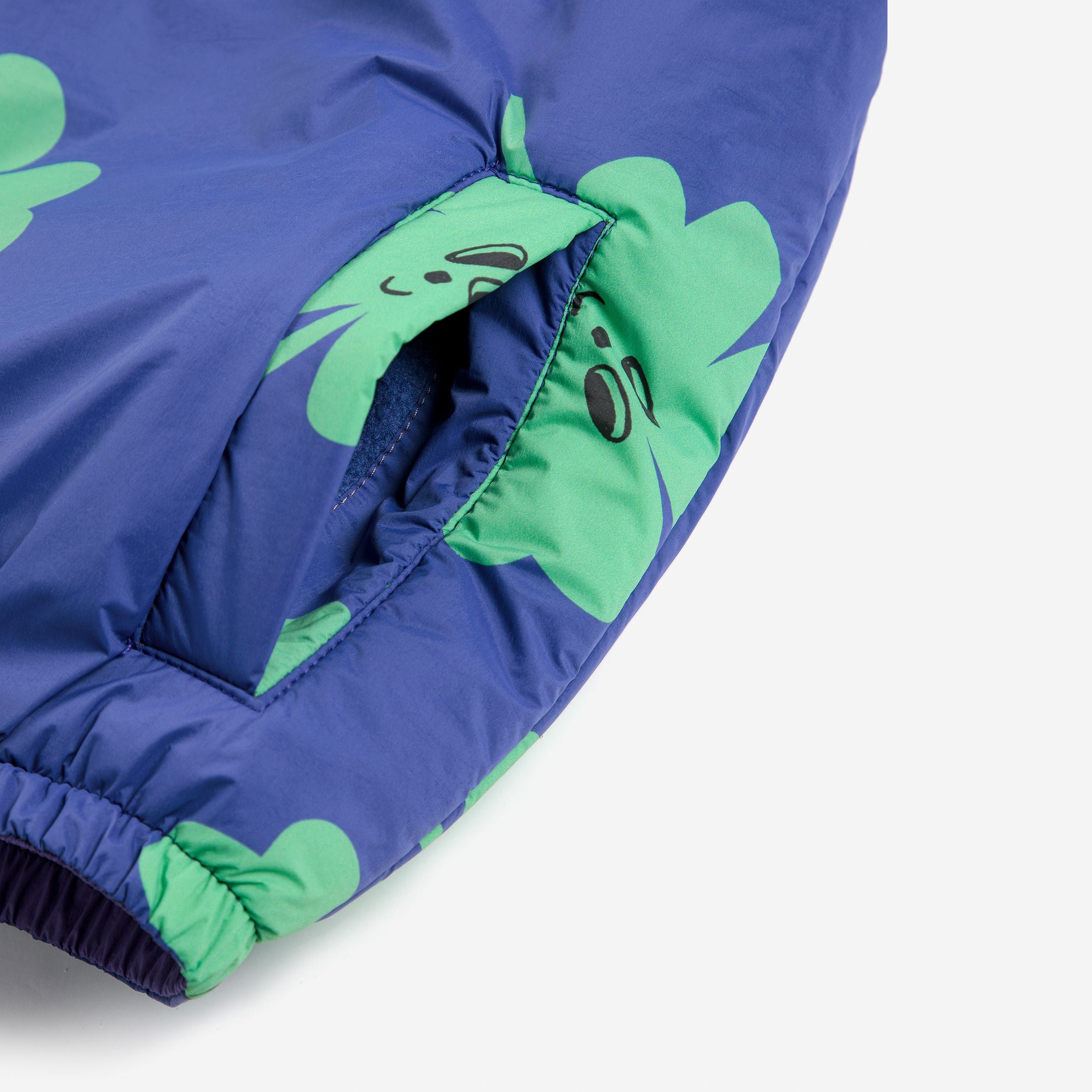 Girls Purple Lucky Printed Reversible Padded Jacket