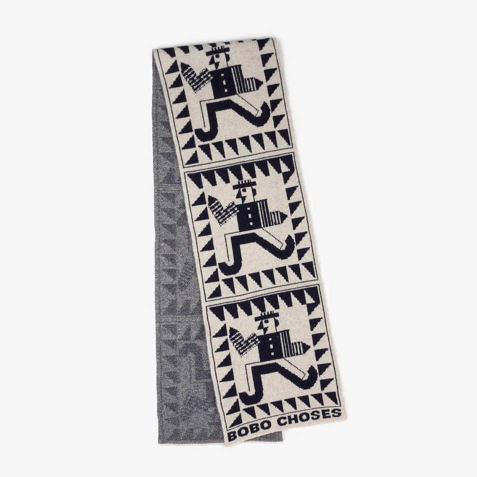 Women Navy Jacquard Wool Scarf(200x30cm)