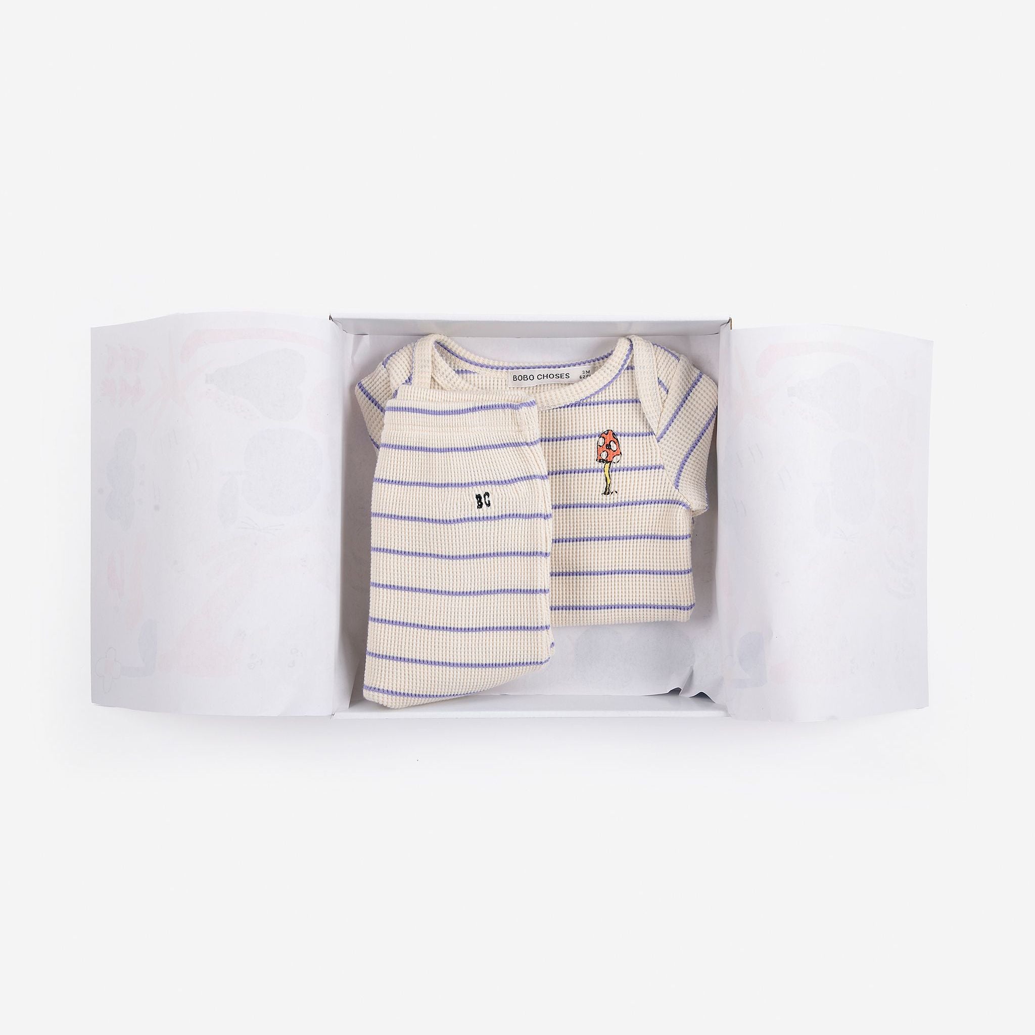 Baby Boys & Girls White Stripes Cotton Set(2 Pack)