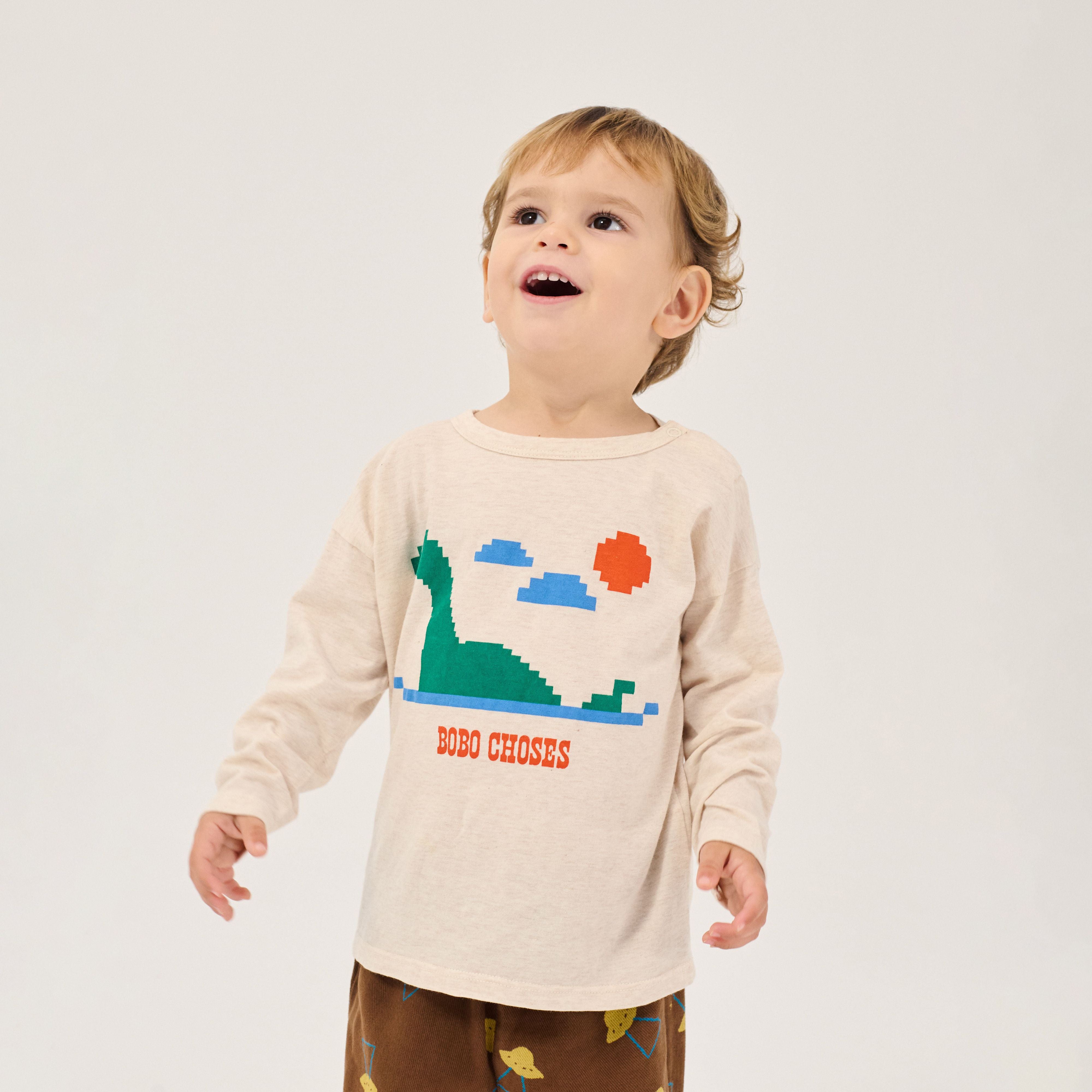 Baby Boys & Girls White Printed Cotton Long Sleeves T-Shirt