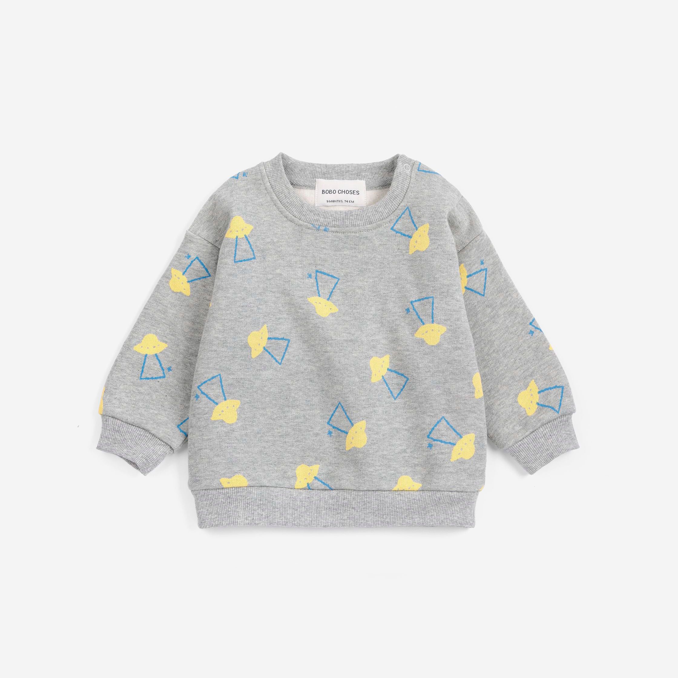 Baby Boys & Girls Grey Printed Cotton Sweatshirt