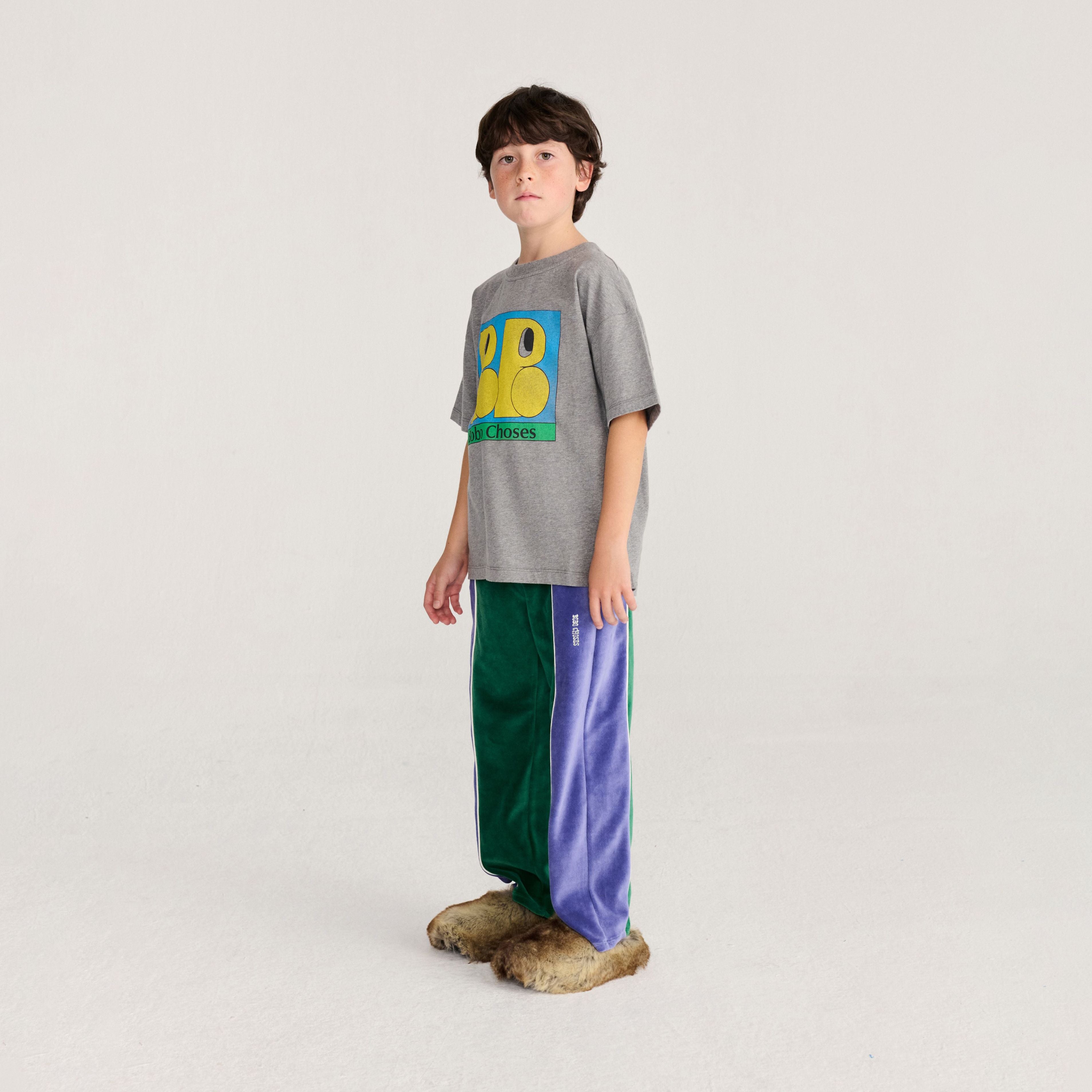 Boys & Girls Grey Printed Cotton T-Shirt