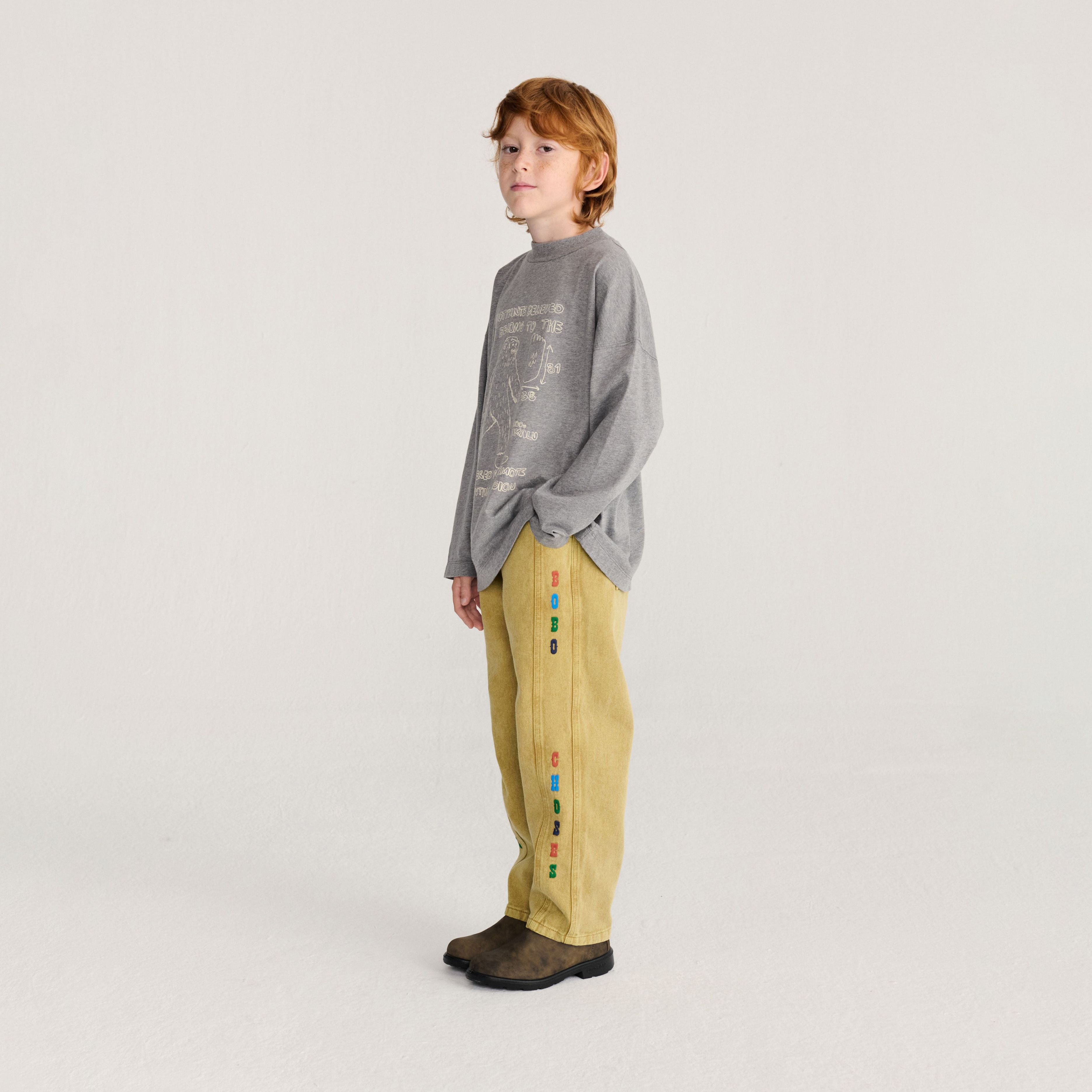 Boys & Girls Grey Printed Cotton T-Shirt