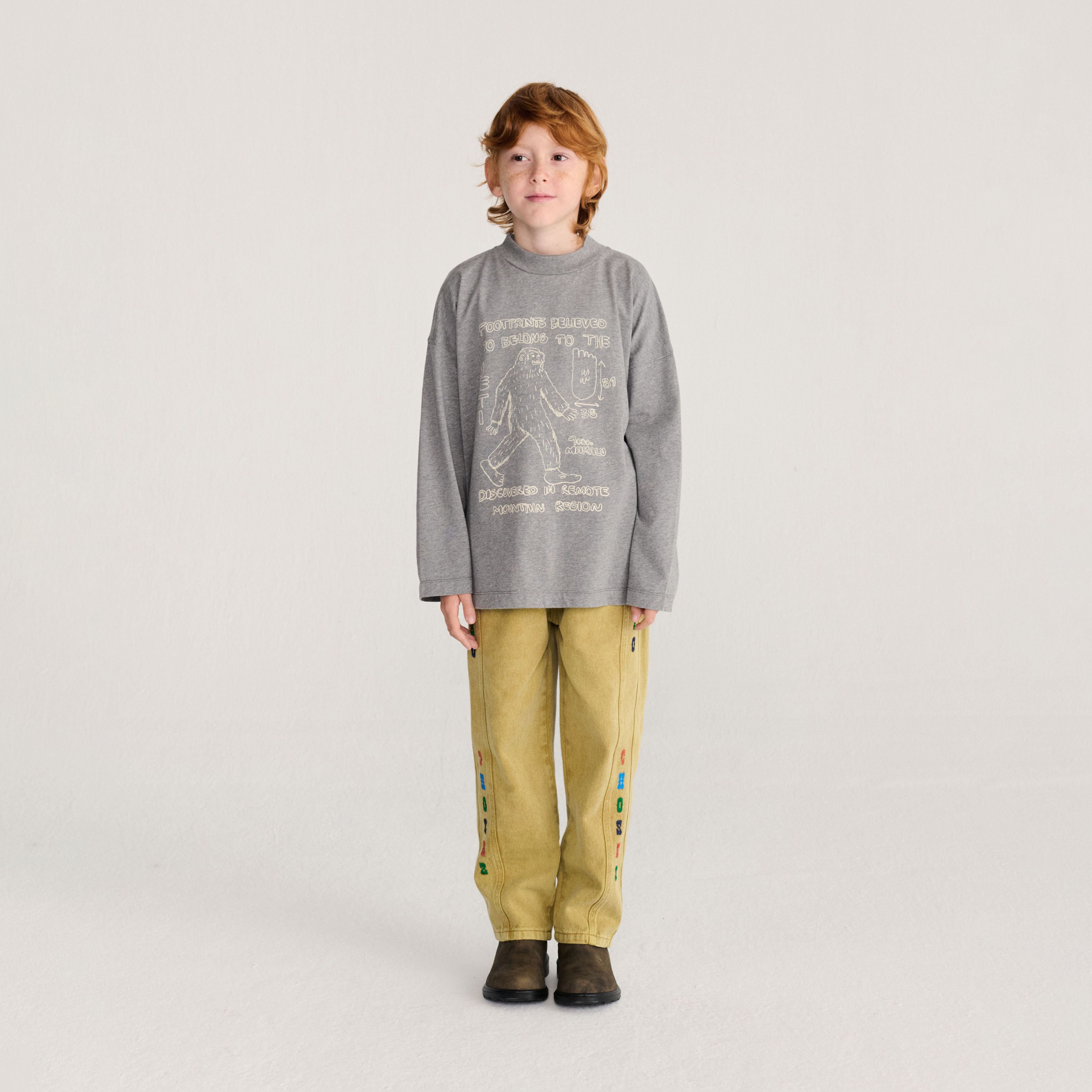 Boys & Girls Grey Printed Cotton T-Shirt