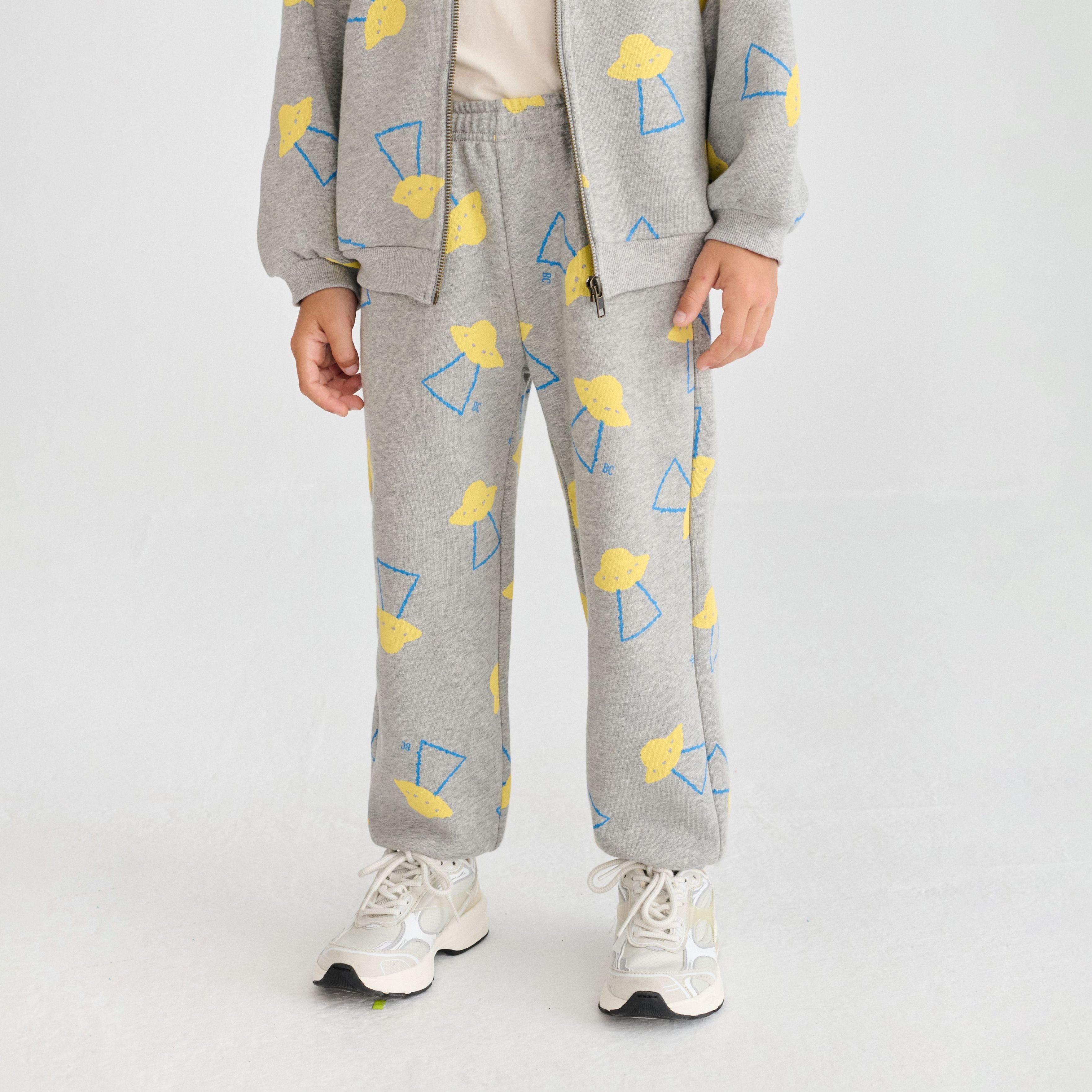 Boys & Girls Grey Printed Cotton Trousers