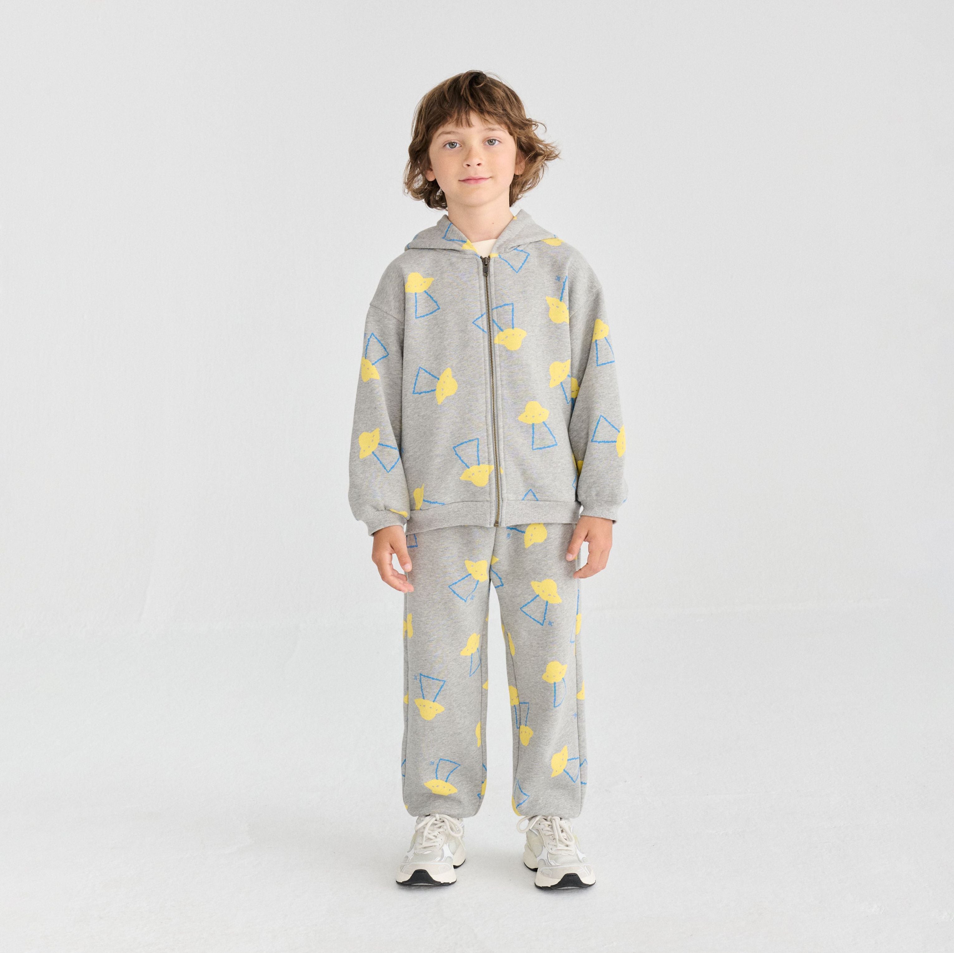 Boys & Girls Grey Printed Cotton Trousers