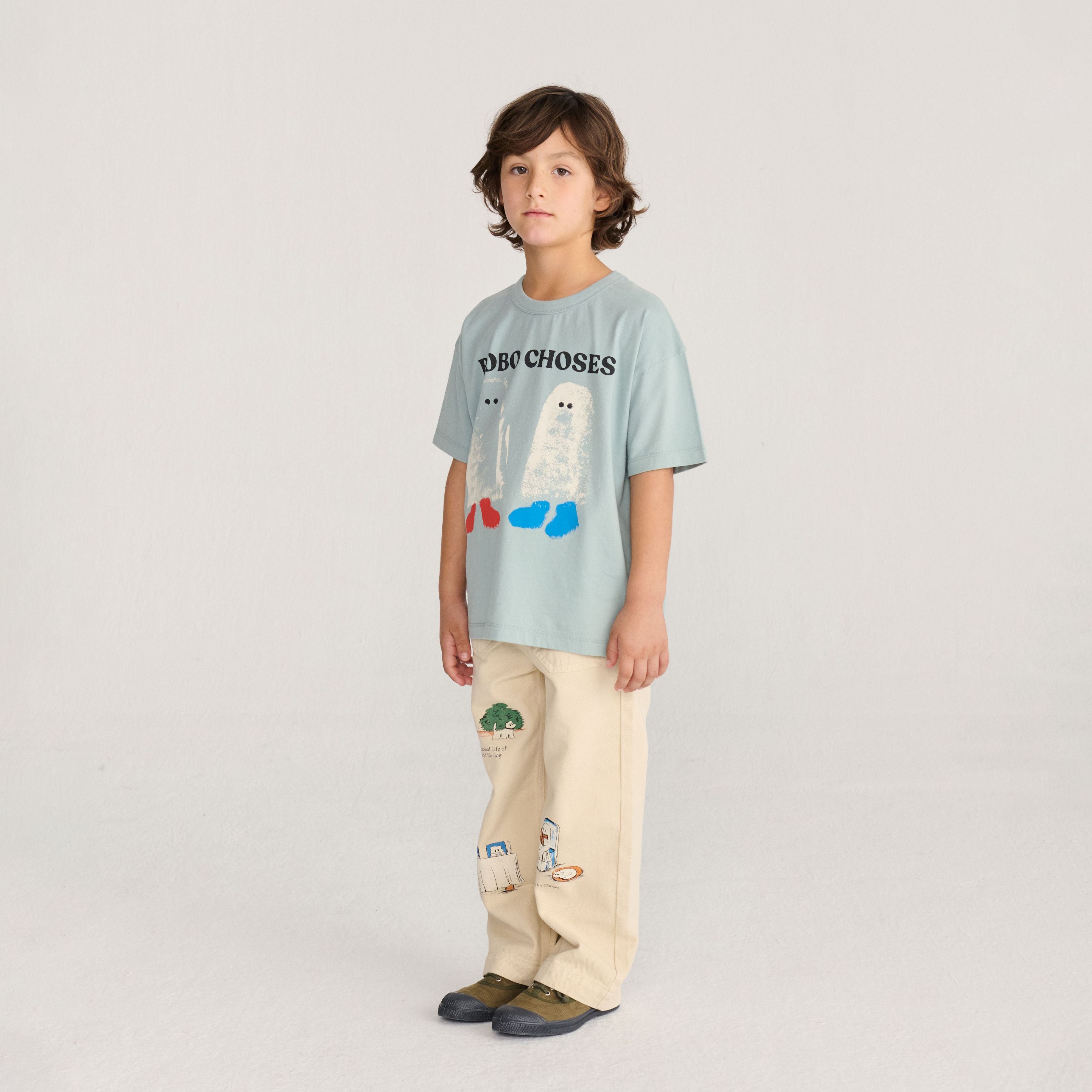 Boys & Girls Light Blue Logo Cotton T-Shirt