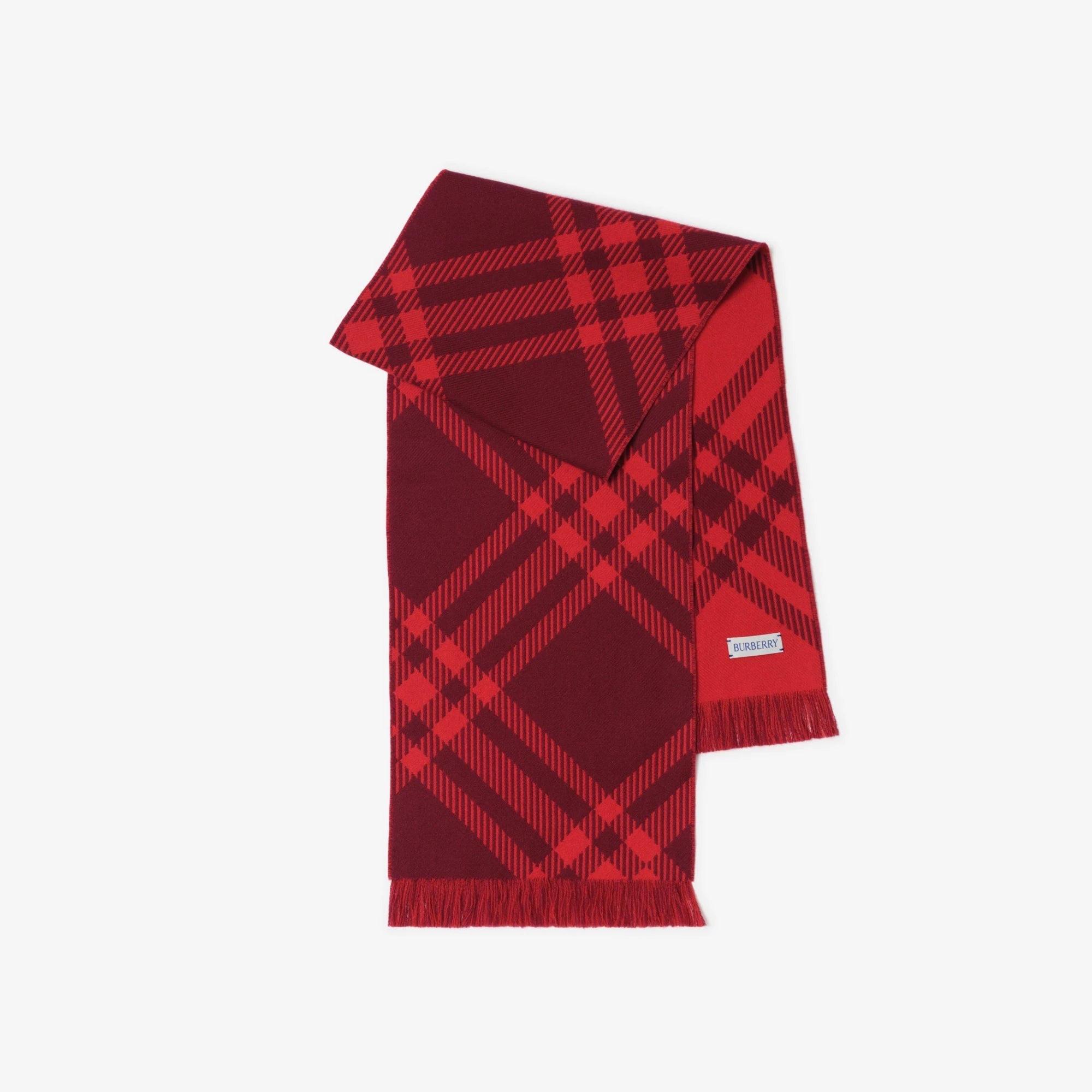 Boys & Girls Wine Red Check Wool Scarf