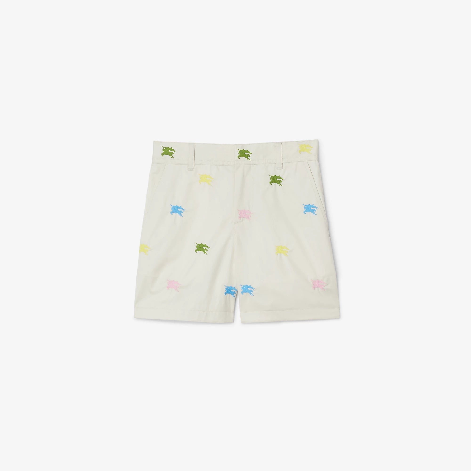 Boys & Girls White Embroidered Cotton Shorts