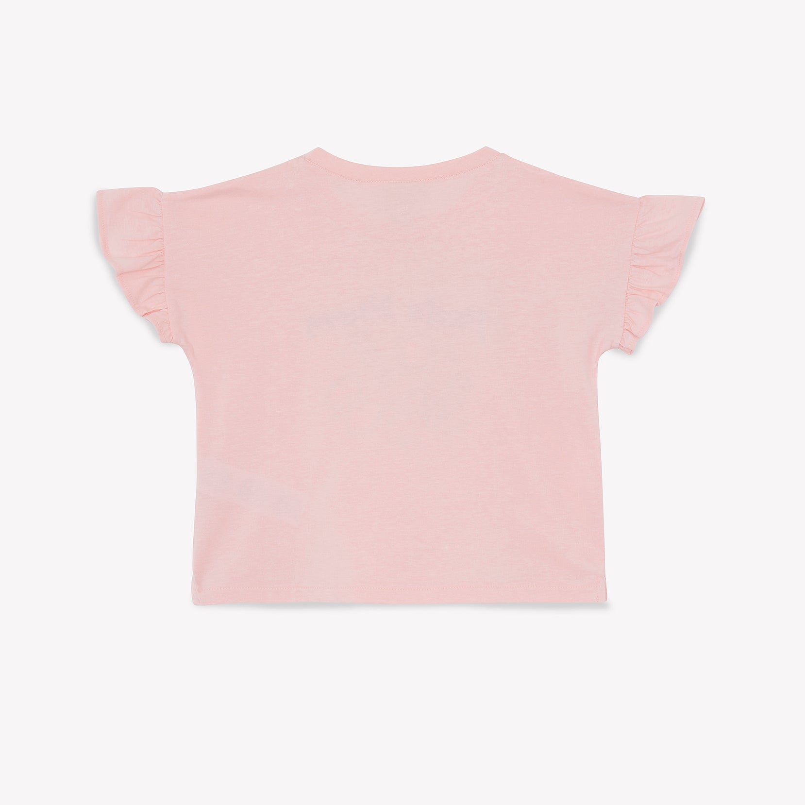 Girls Light Pink Printed Cotton T-Shirts