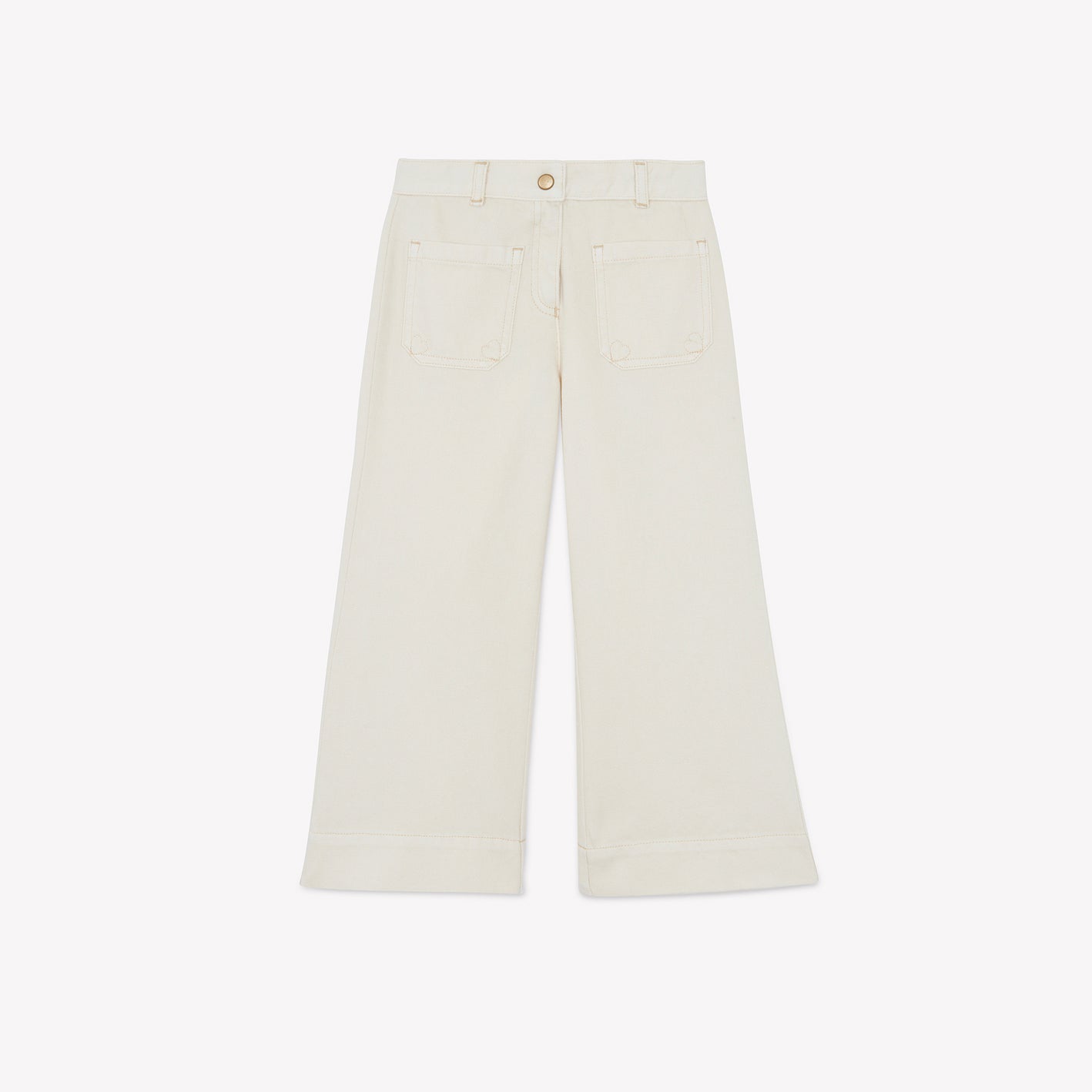 Girls Beige Cotton Loose Trousers