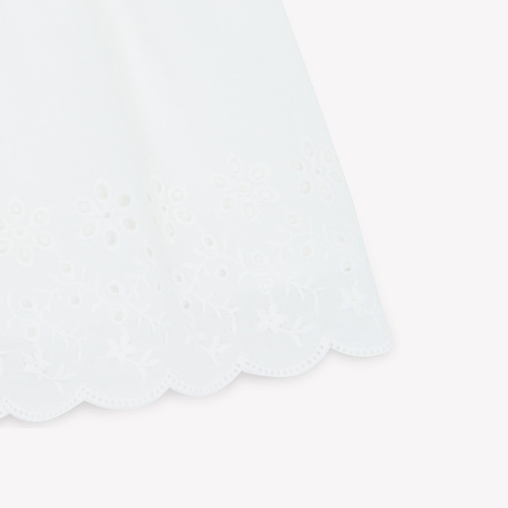 Girls White Embroidered Cotton Shorts