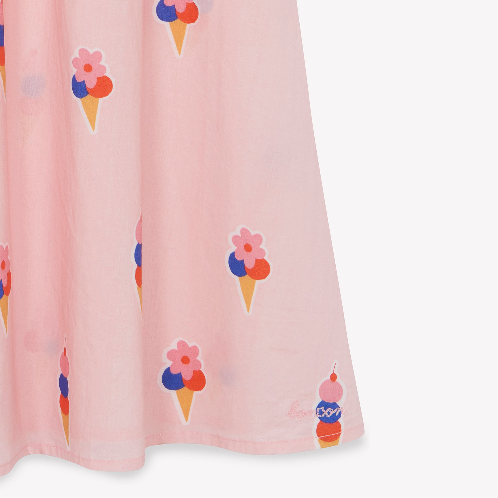 Girls Pink Printed Ice-Cream Cotton Dress