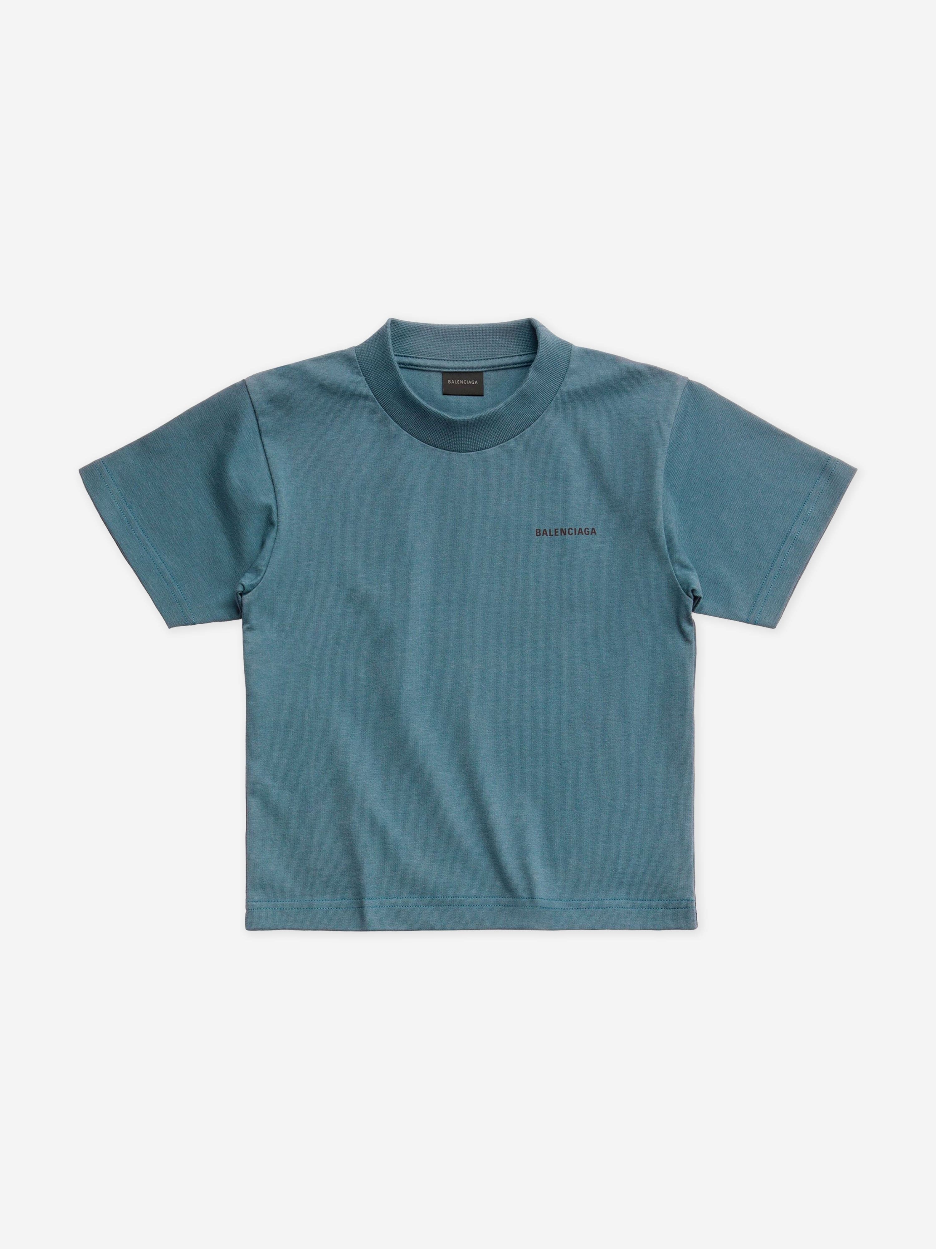 Balenciaga Kids Logo T-Shirt in Teal