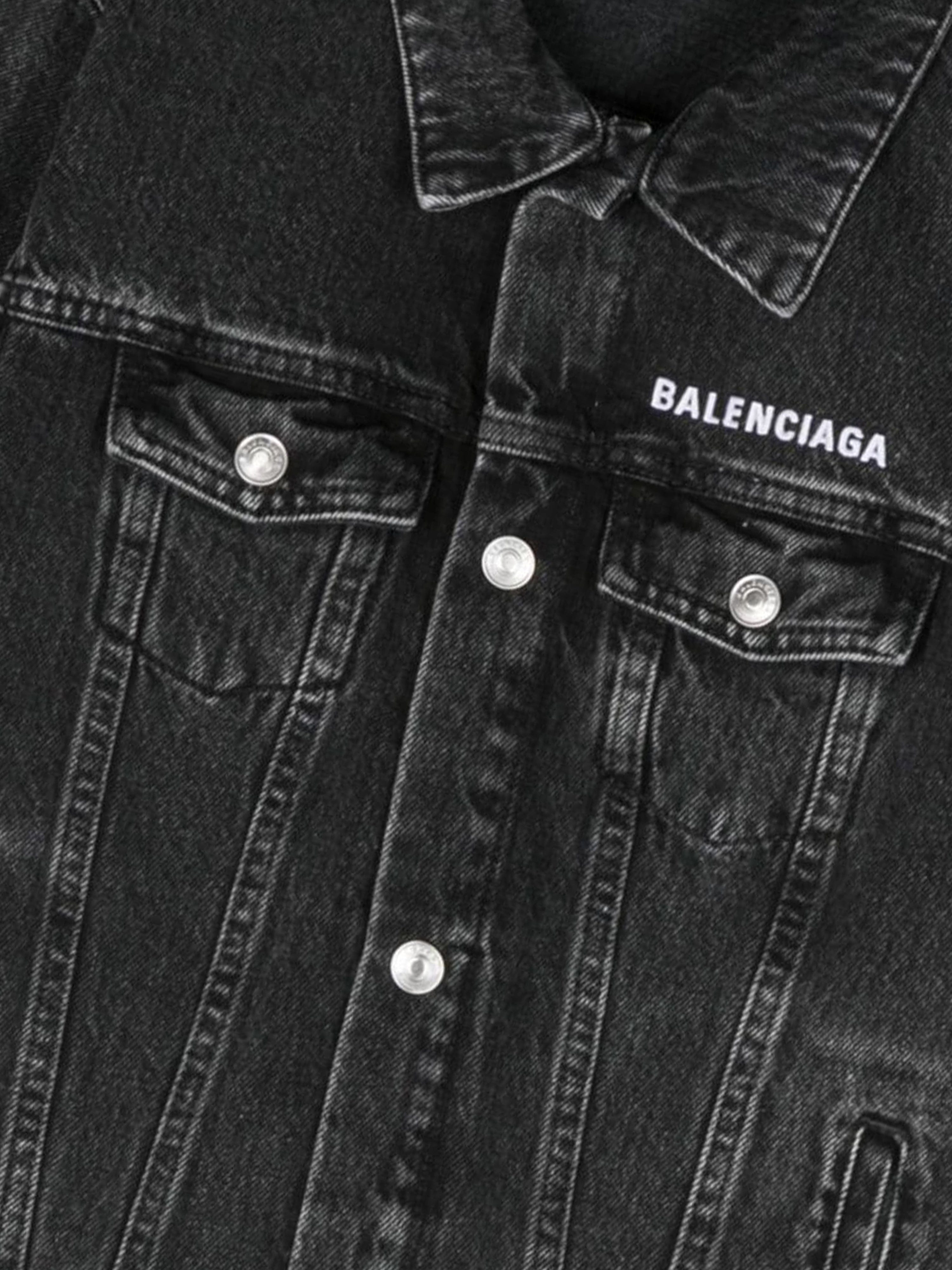 Balenciaga Kids Denim Jacket in Black