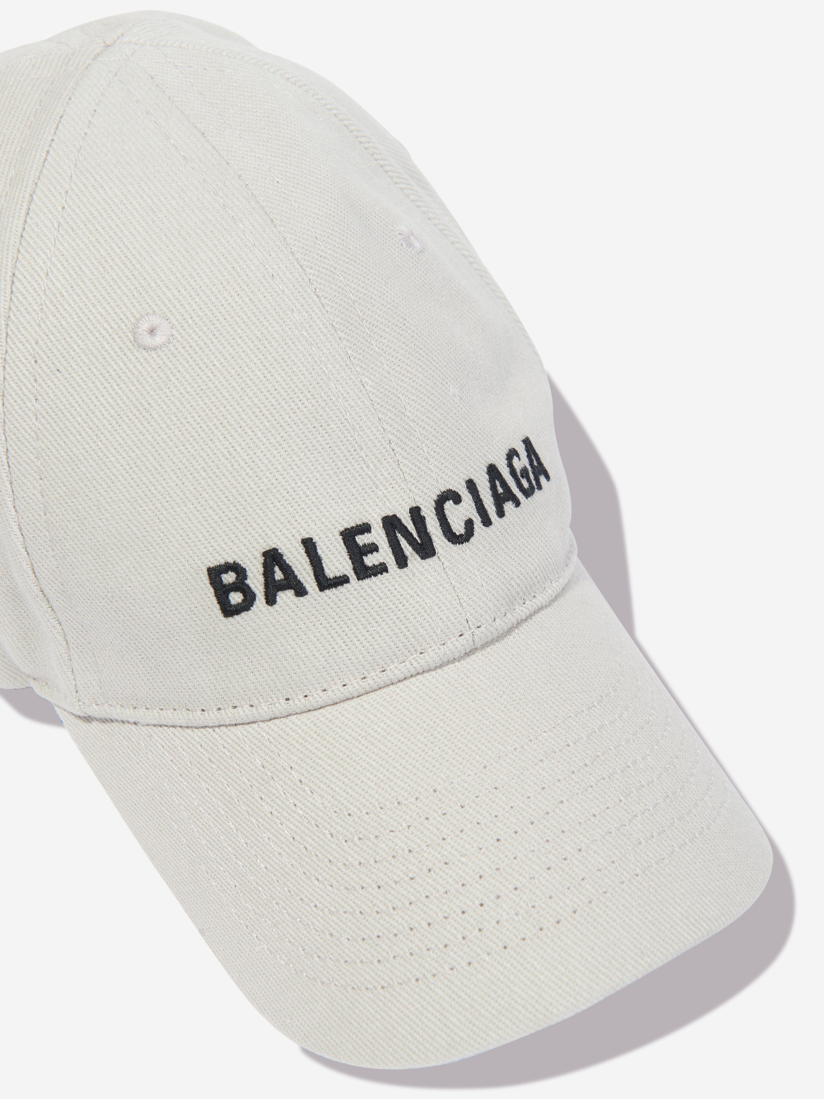 Balenciaga Kids Logo Cap in Ivory