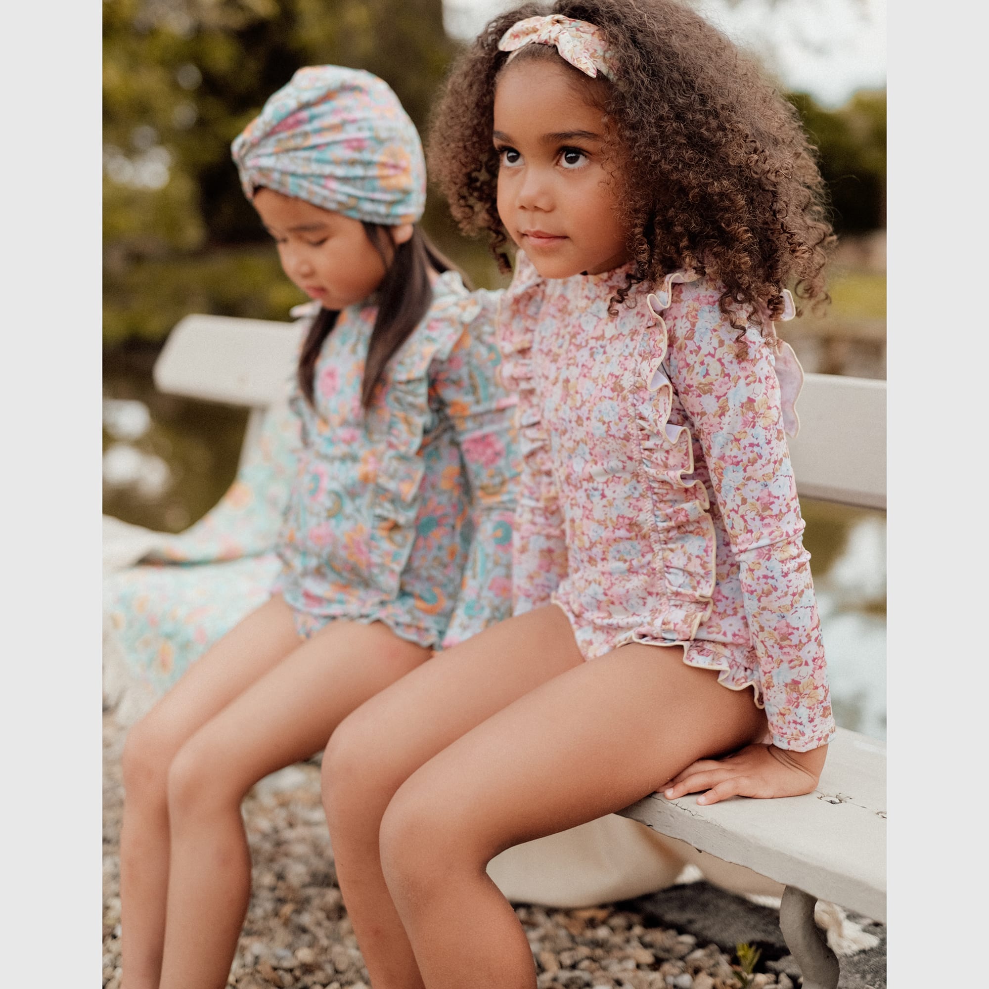 Girls Pink Floral Swimsuit