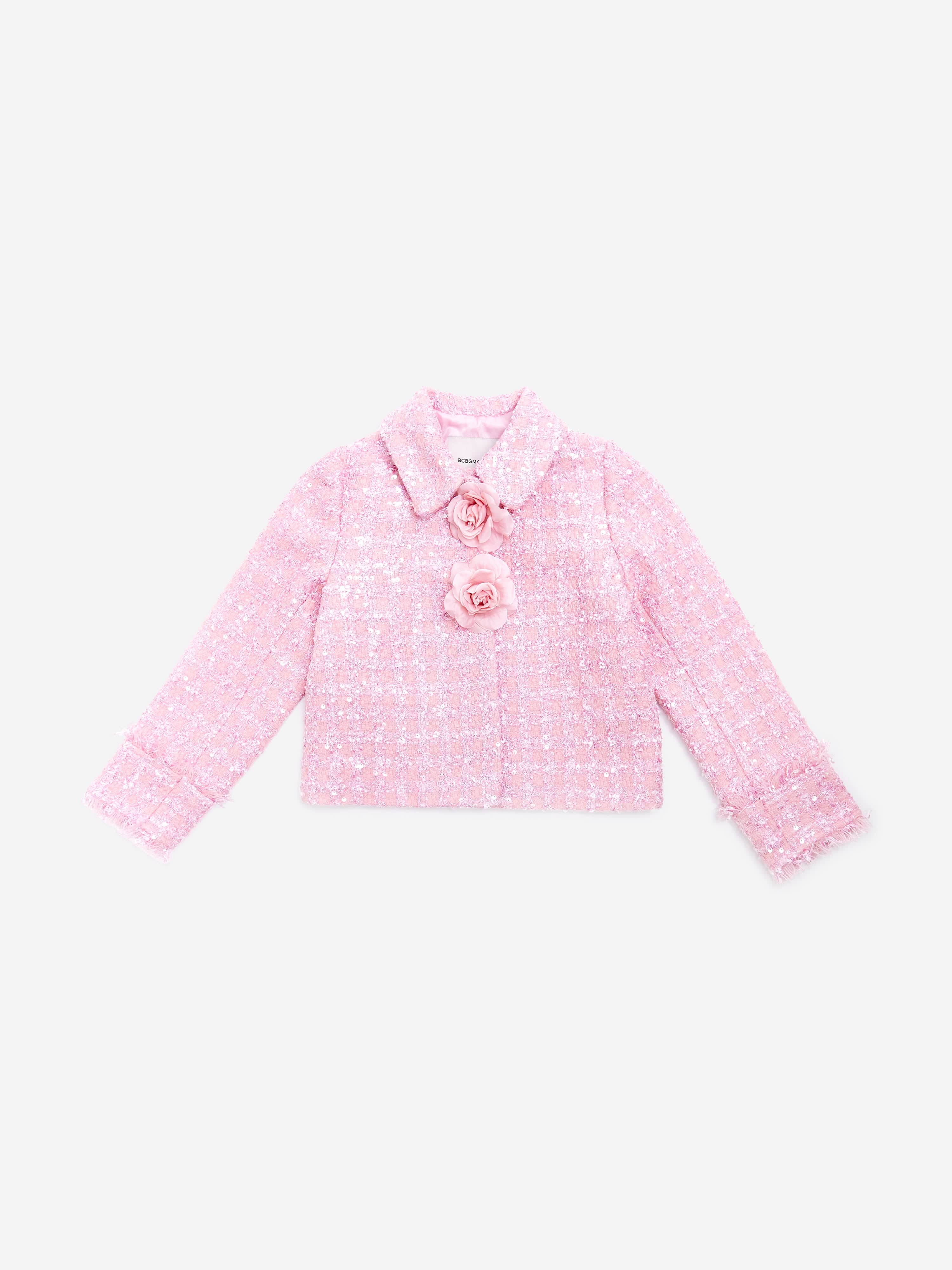 BCBG Girls Rose Tweed Jacket in Pink