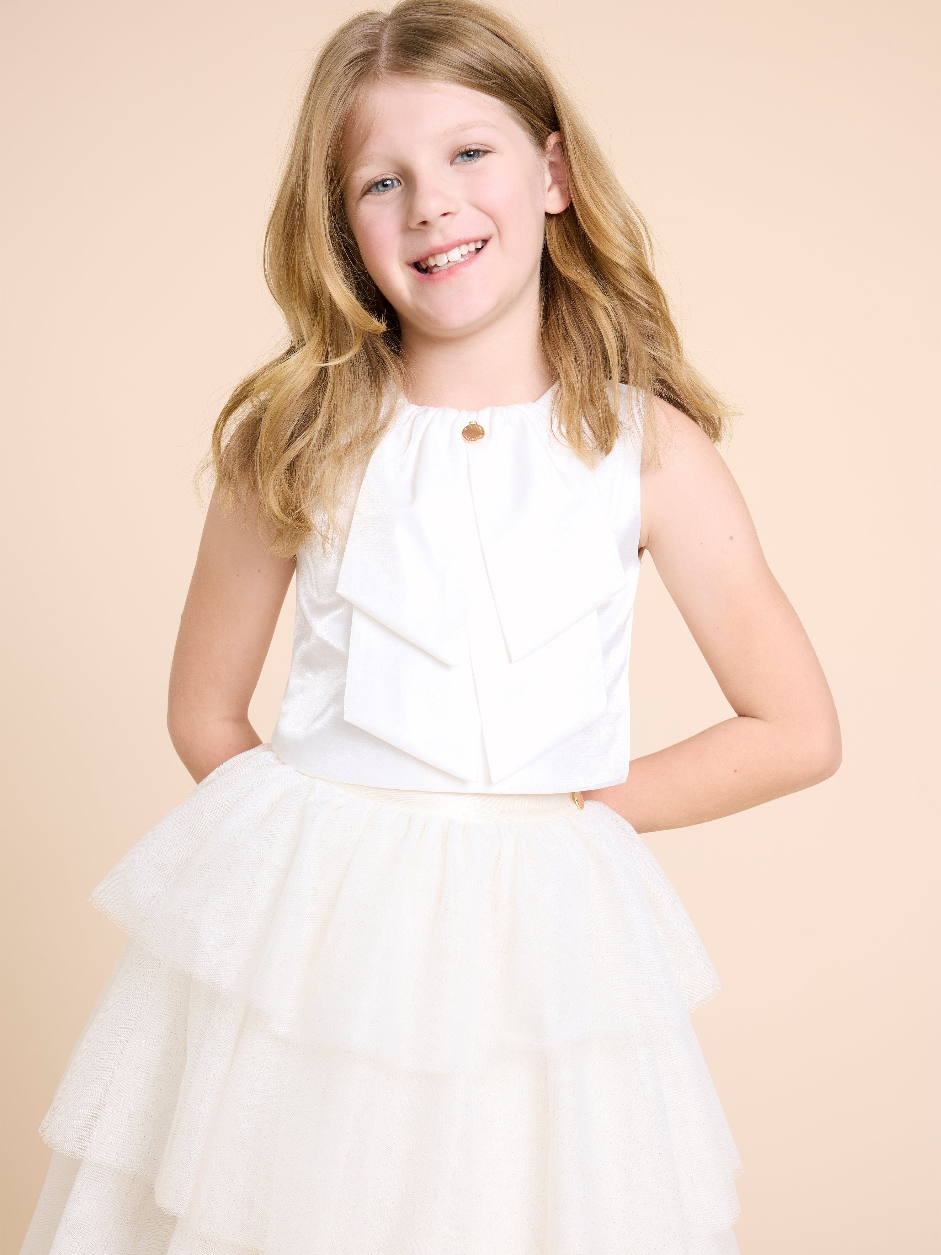 BCBG Girls Bow Blouse in Ivory