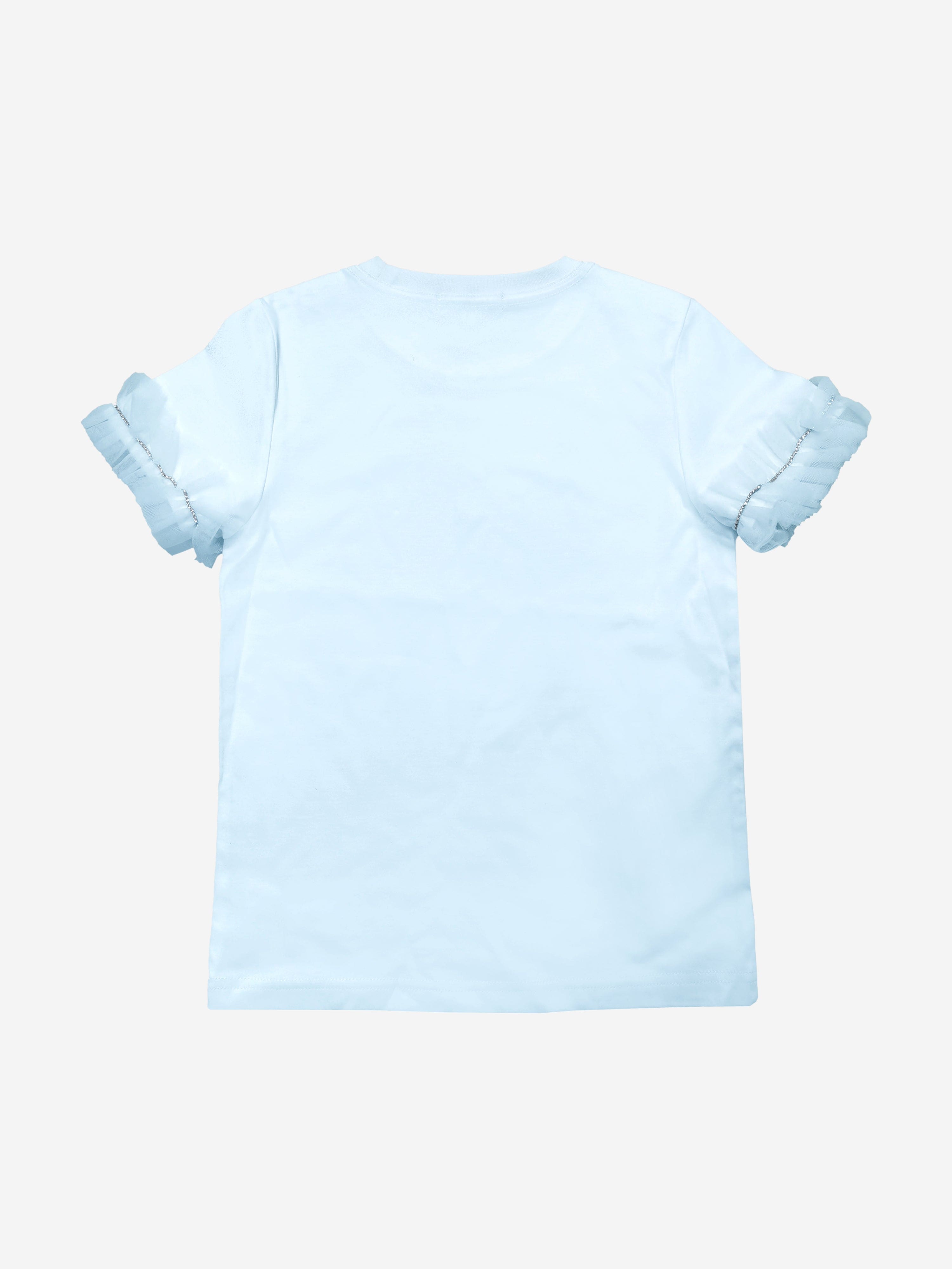 Girls Ruffle Sleeve T-Shirt in Blue